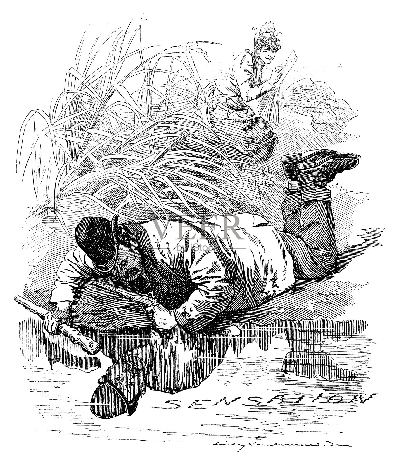 英国讽刺漫画插画图片素材