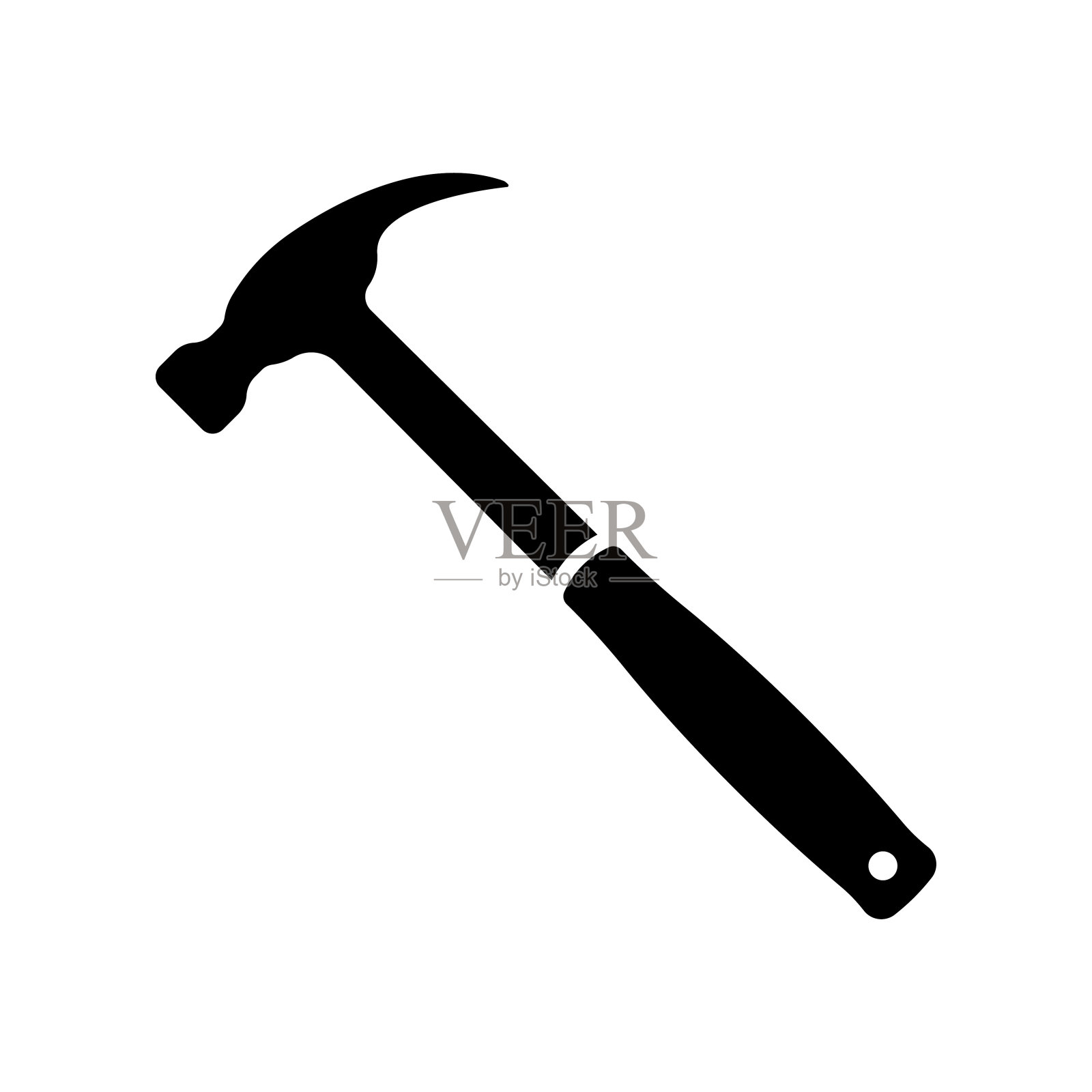 锤图标。黑色的轮廓。侧视图。矢量简单的平面图形说明。白色背景上的孤立物体。隔离。插画图片素材