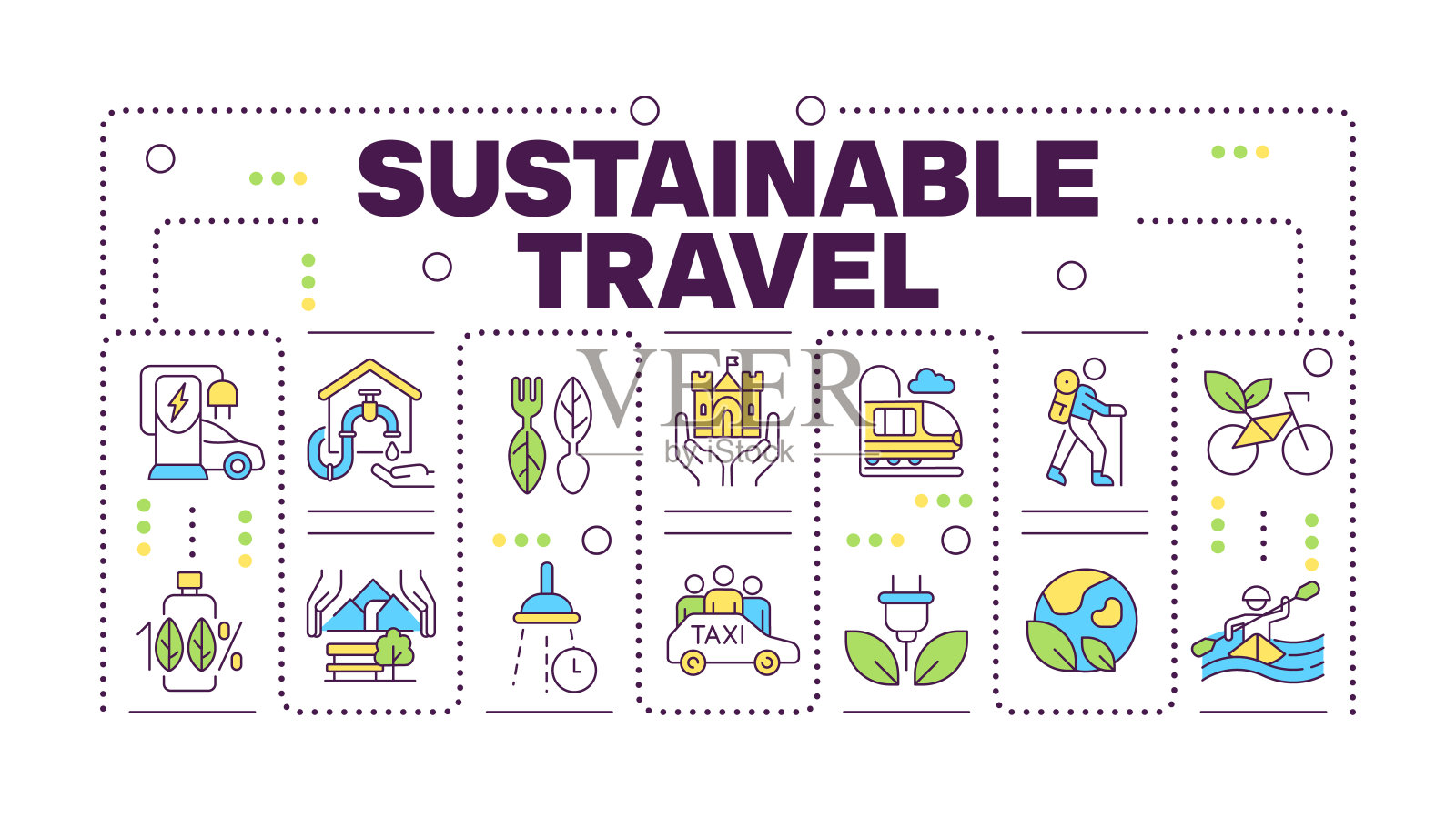 可持续旅游这个词的概念孤立于白色之上插画图片素材