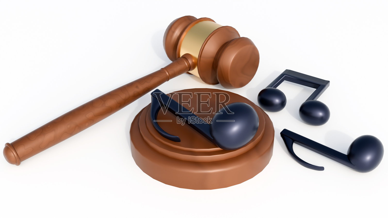 音符和木槌的3D渲染照片摄影图片