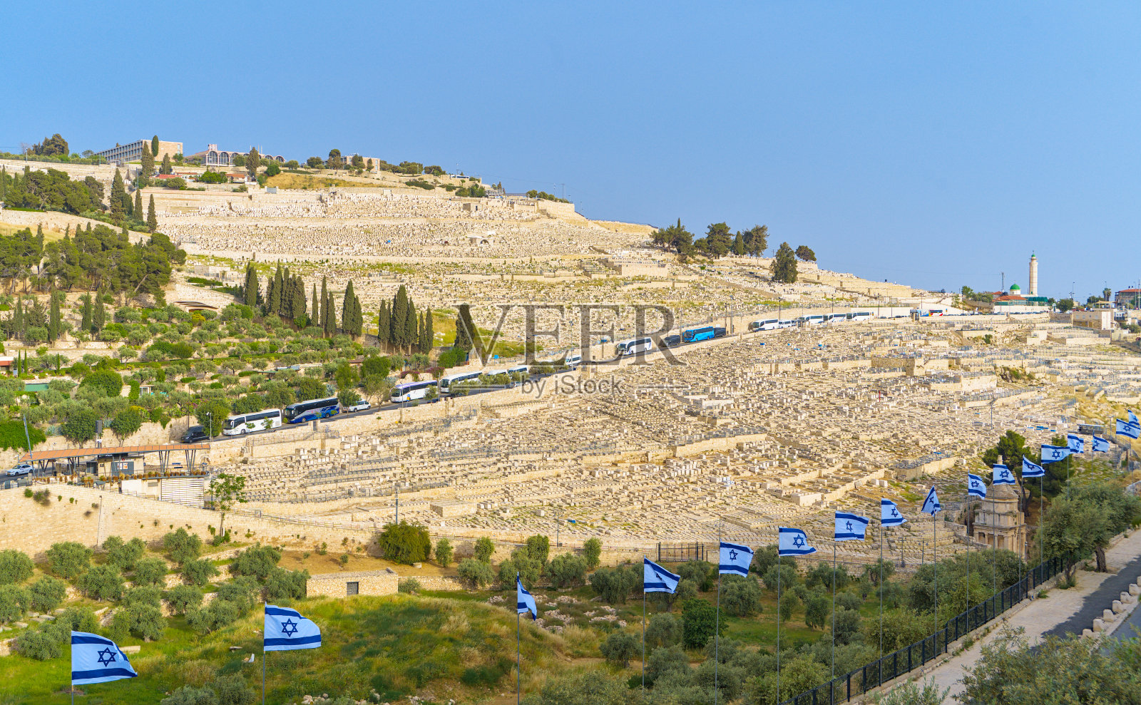 以色列橄榄山犹太公墓全景照片摄影图片