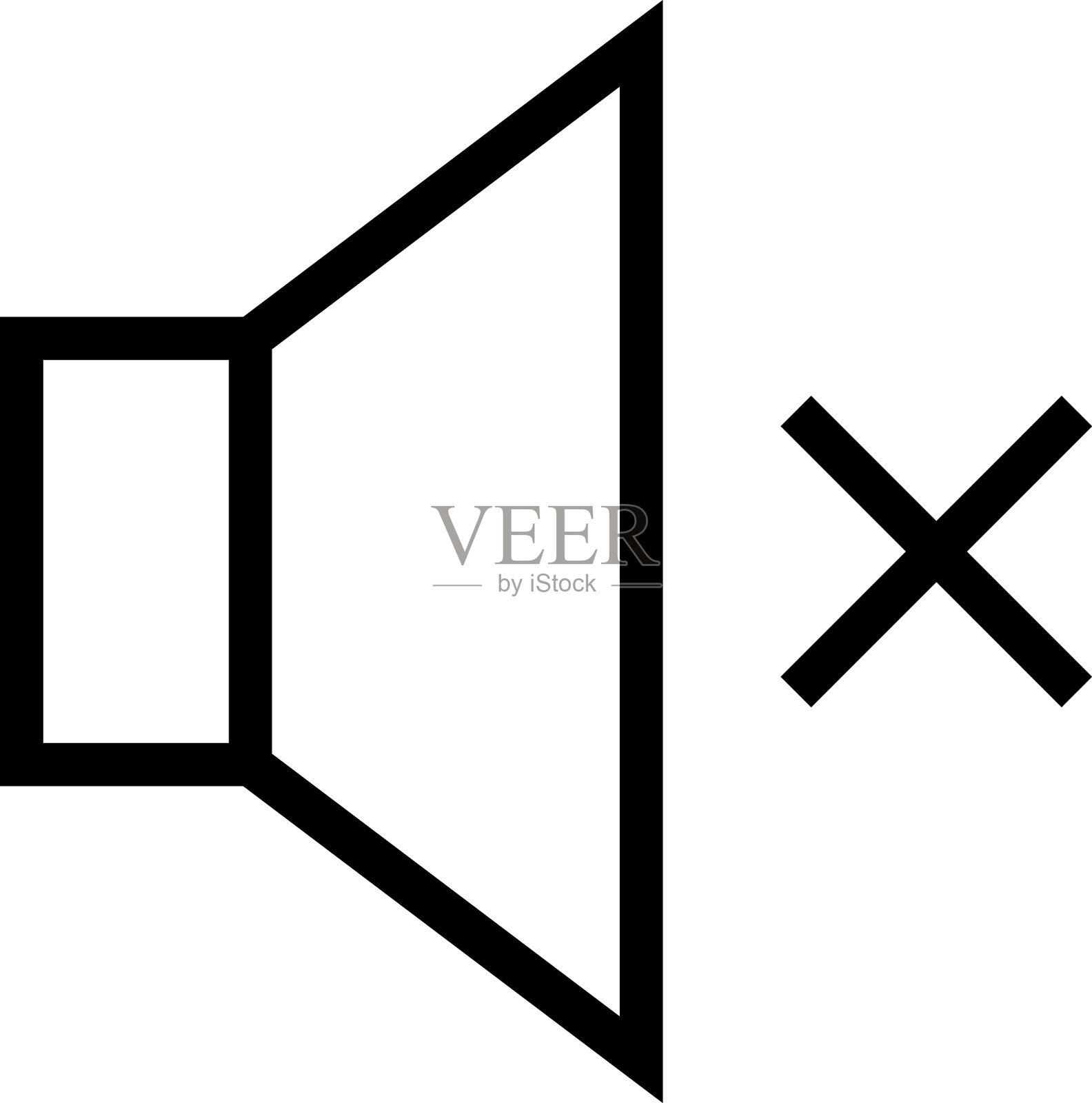 静音扬声器图标。扬声器静音符号,标志。音量开关图标。矢量图插画图片素材