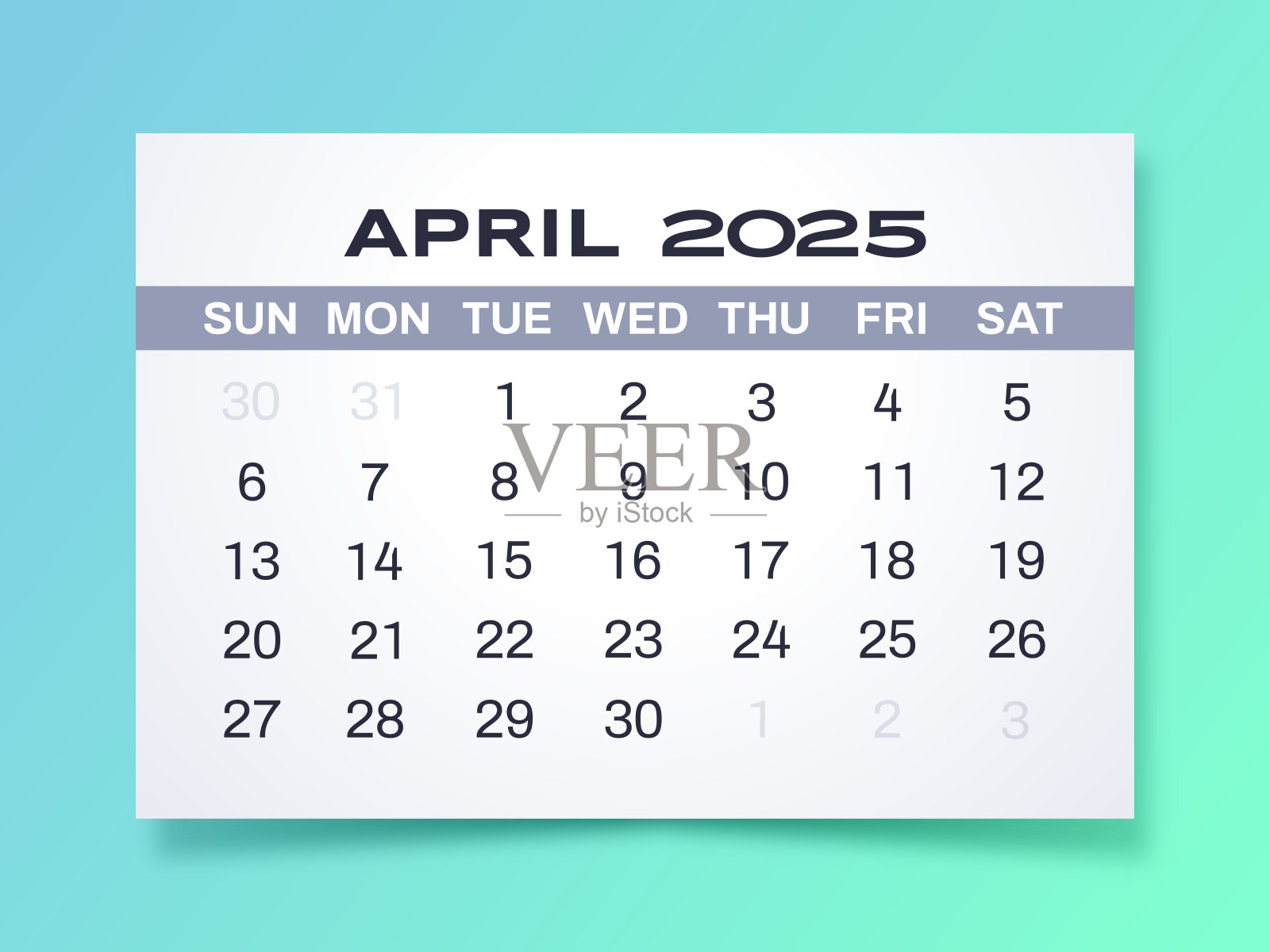 2025年4月简单的现代渐变日历计划时间表插画图片素材