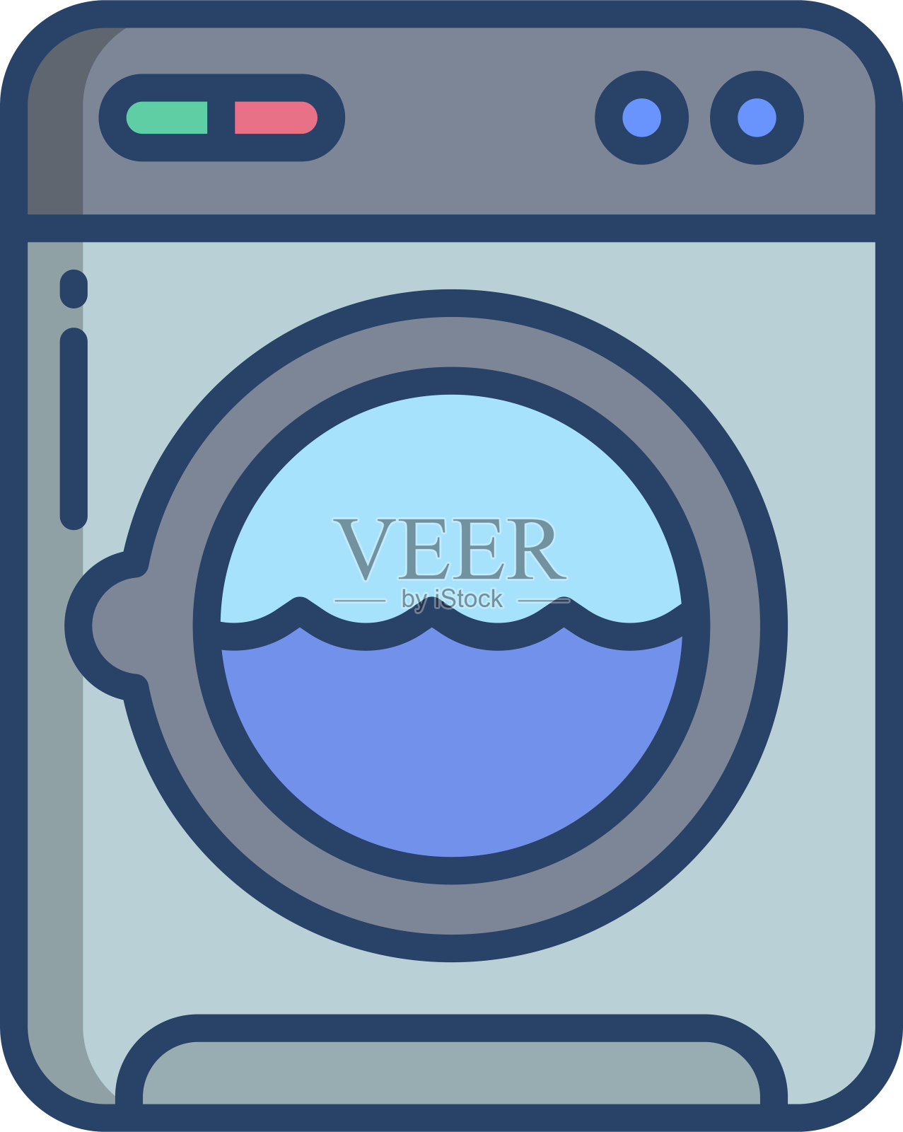 洗衣机线性颜色矢量插图插画图片素材