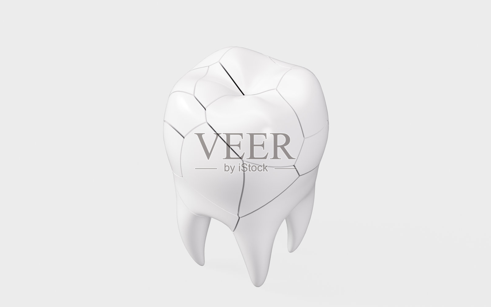 人类牙齿模型,牙齿开裂,口腔康复,3d渲染。照片摄影图片