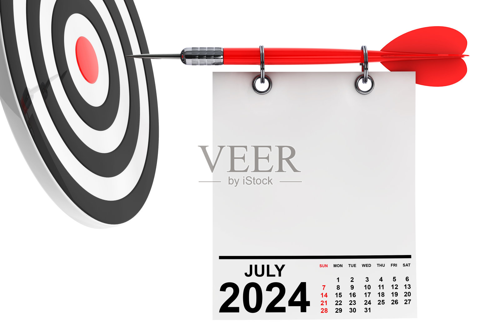 日历2024年7月在空白笔记纸上,为您的设计提供自由空间。3d渲染照片摄影图片