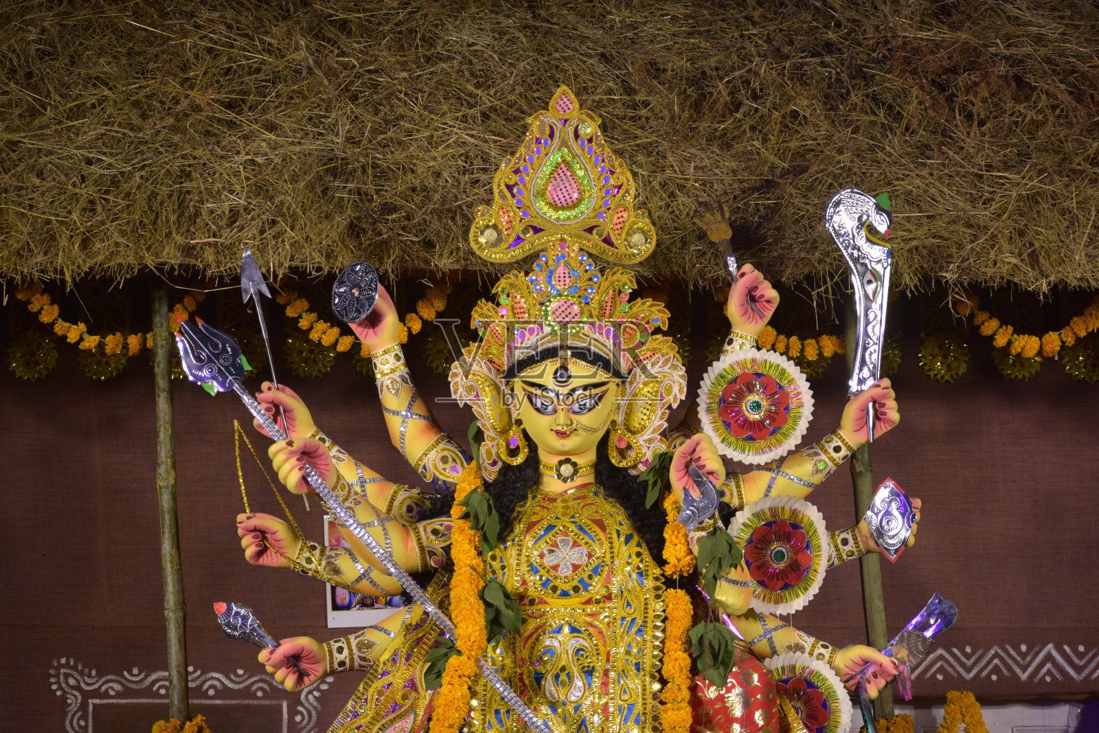 孟加拉Durga Pooja,西孟加拉邦加尔各答照片摄影图片
