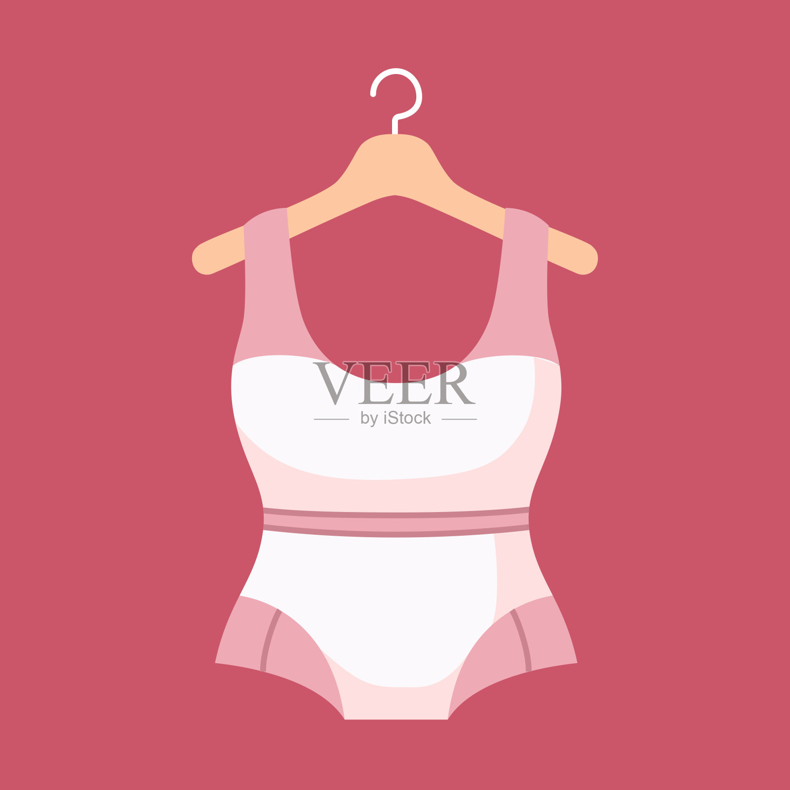 女式泳衣。在衣架上时尚优雅的泳衣。连衣裙的泳衣插画图片素材