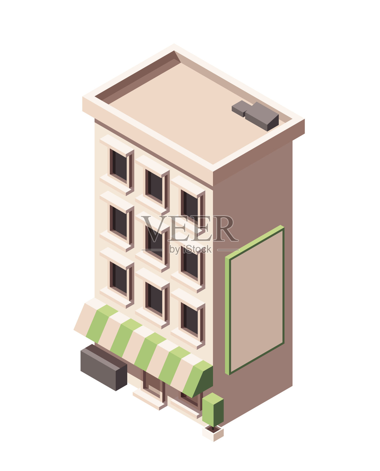 矢量城市建筑等距图标插画图片素材