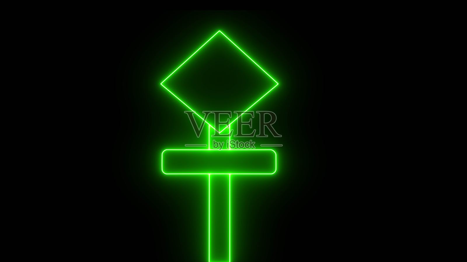 绿色交通标志。右转道路标志绿色道路标志。空白路标。公路与汽车和交通在现实主义风格孤立的黑色背景。照片摄影图片