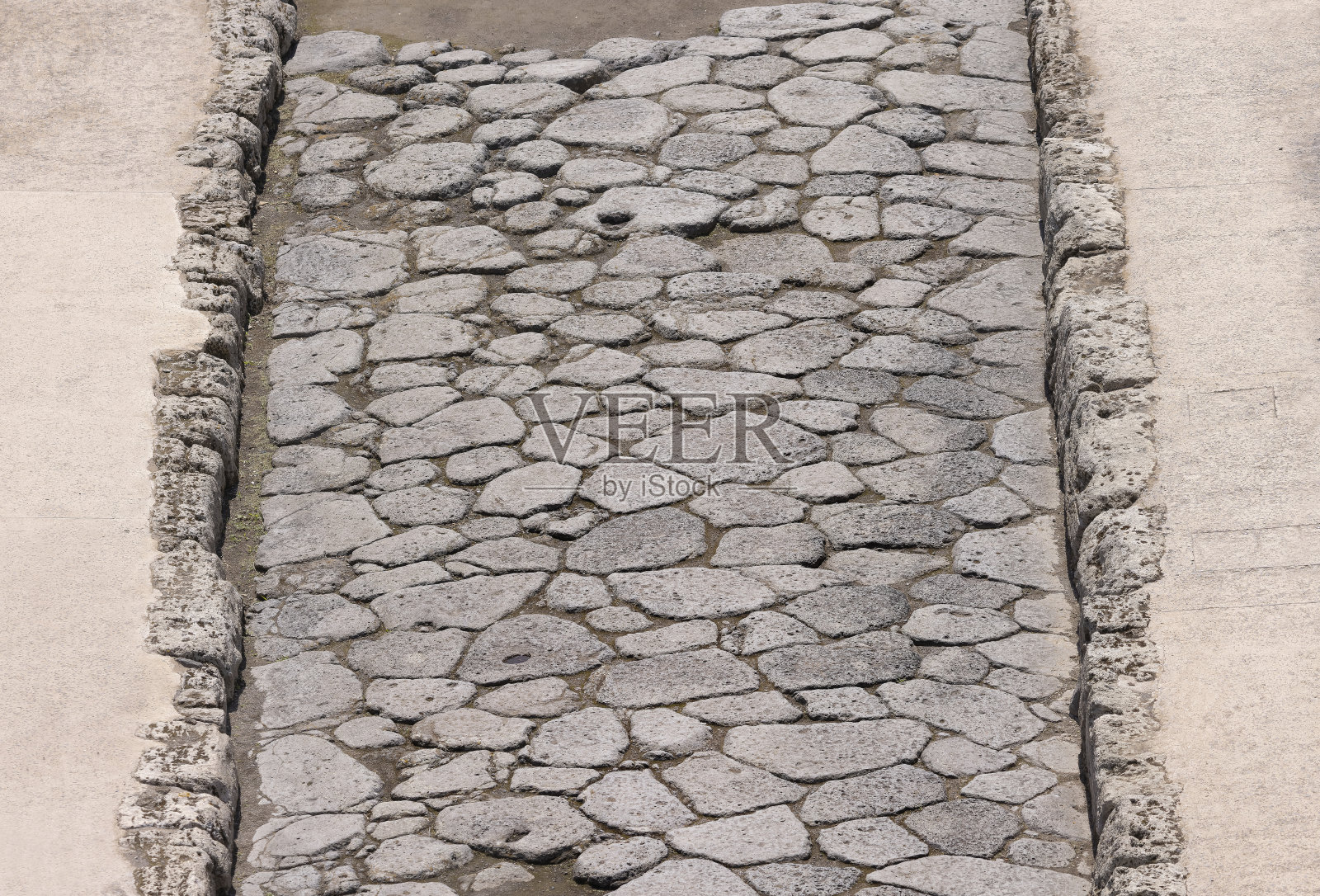 庞贝鹅卵石街道鸟瞰图照片摄影图片