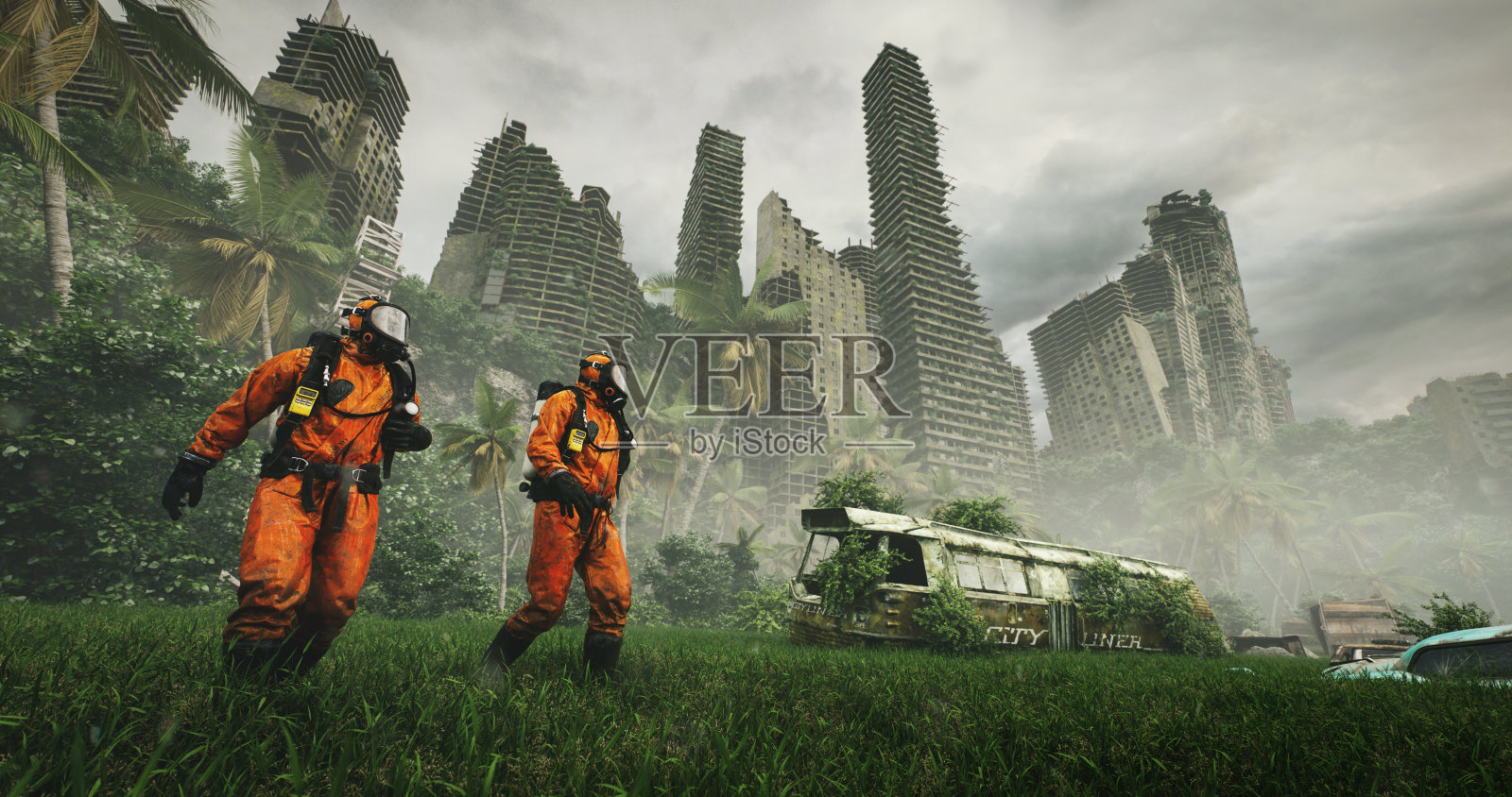 末日废墟摩天大楼场景照片摄影图片