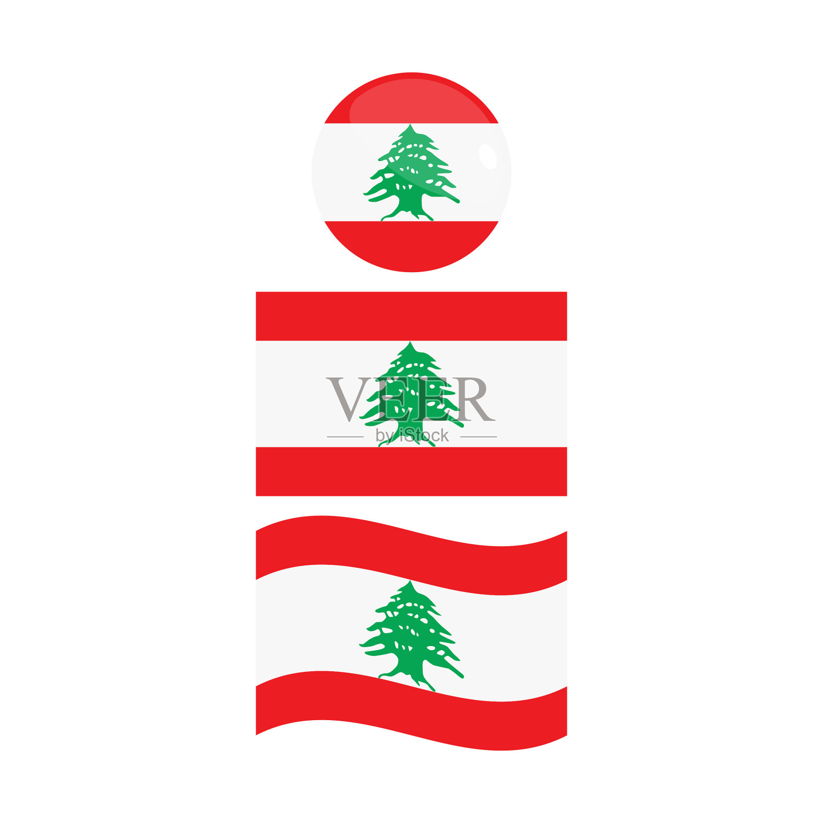 黎巴嫩国旗图标集矢量设计。插画图片素材