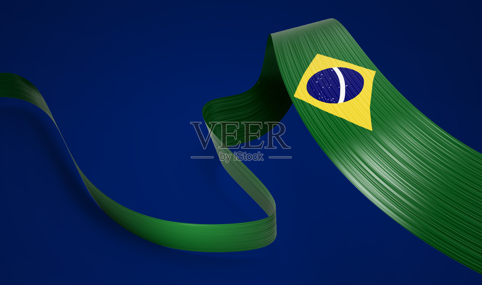 3d巴西国旗3d挥舞丝带旗隔离在蓝色背景3d插图照片摄影图片
