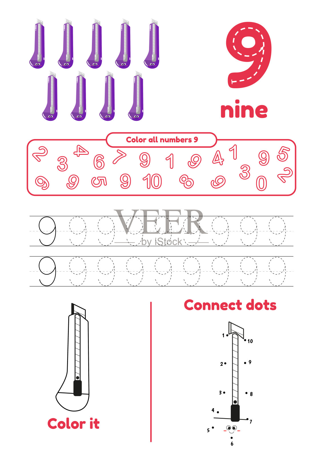 彩页,点对点,在一页纸上描摹孩子的教育。第九课插画图片素材