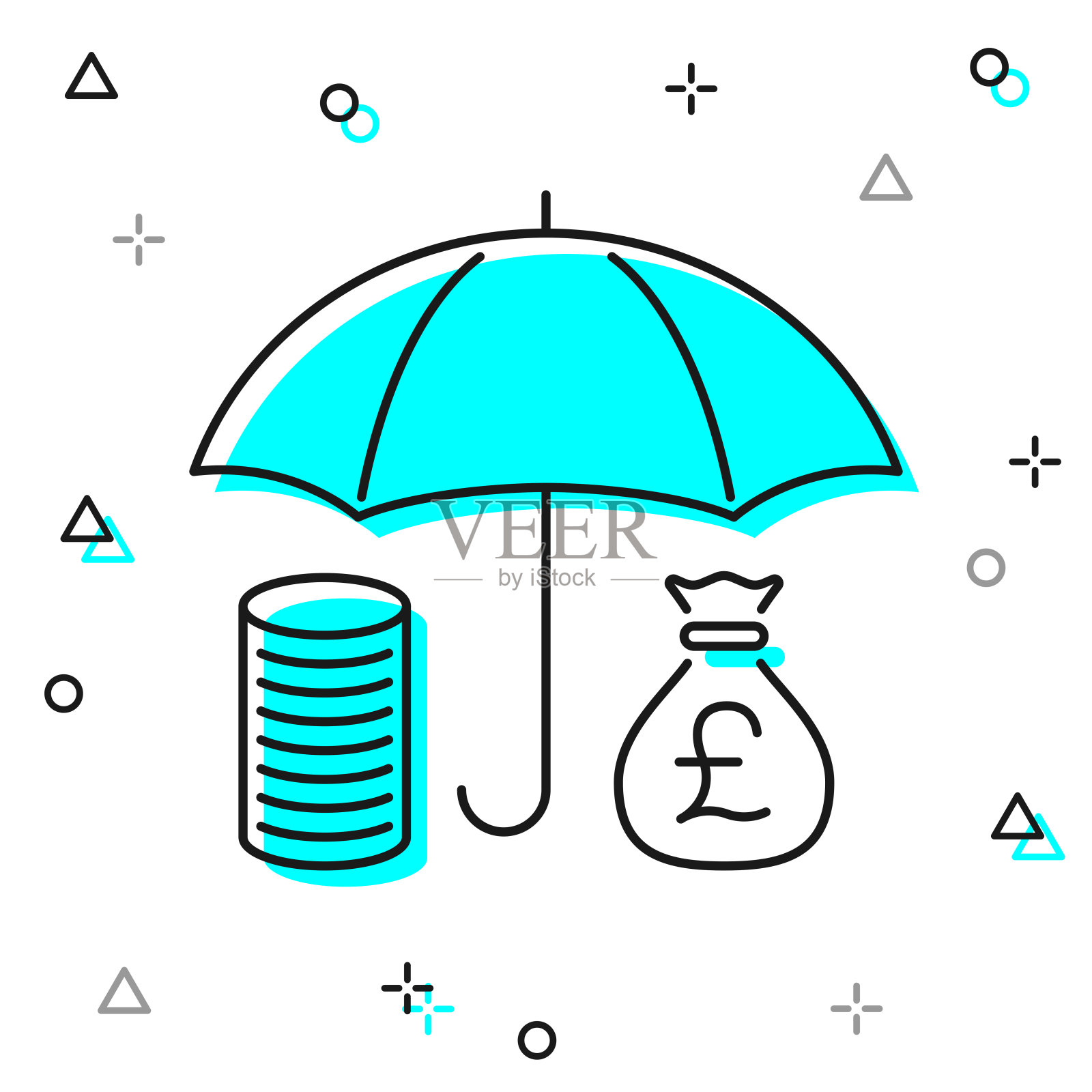 资金保护-英镑。白色背景上的线图标插画图片素材