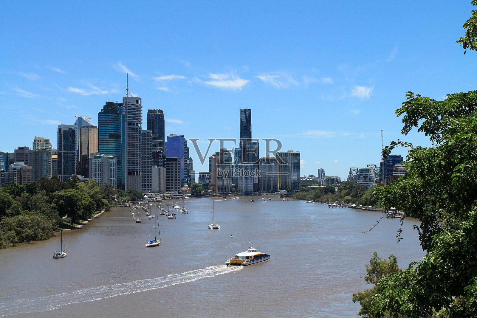 从袋鼠角俯瞰布里斯班市照片摄影图片