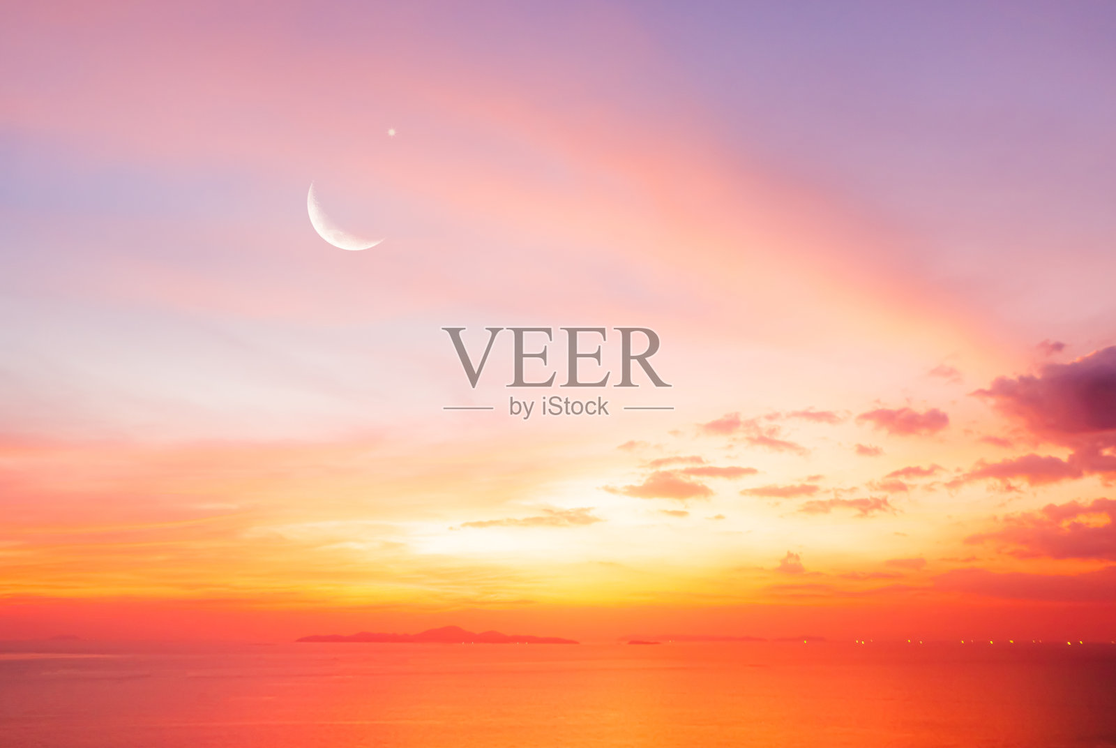 伊斯兰教月亮星夜以色列miraj Namaz日落背景穆巴拉克问候伊斯兰教斋月元素清真寺阿克萨朝觐天房朝觐开斋节阿拉伯宗教伊斯兰阿拉伯穆斯林问候天房。照片摄影图片