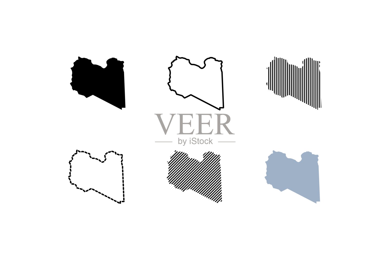 利比亚的轮廓图。利比亚地图。线性风格。矢量图标插画图片素材