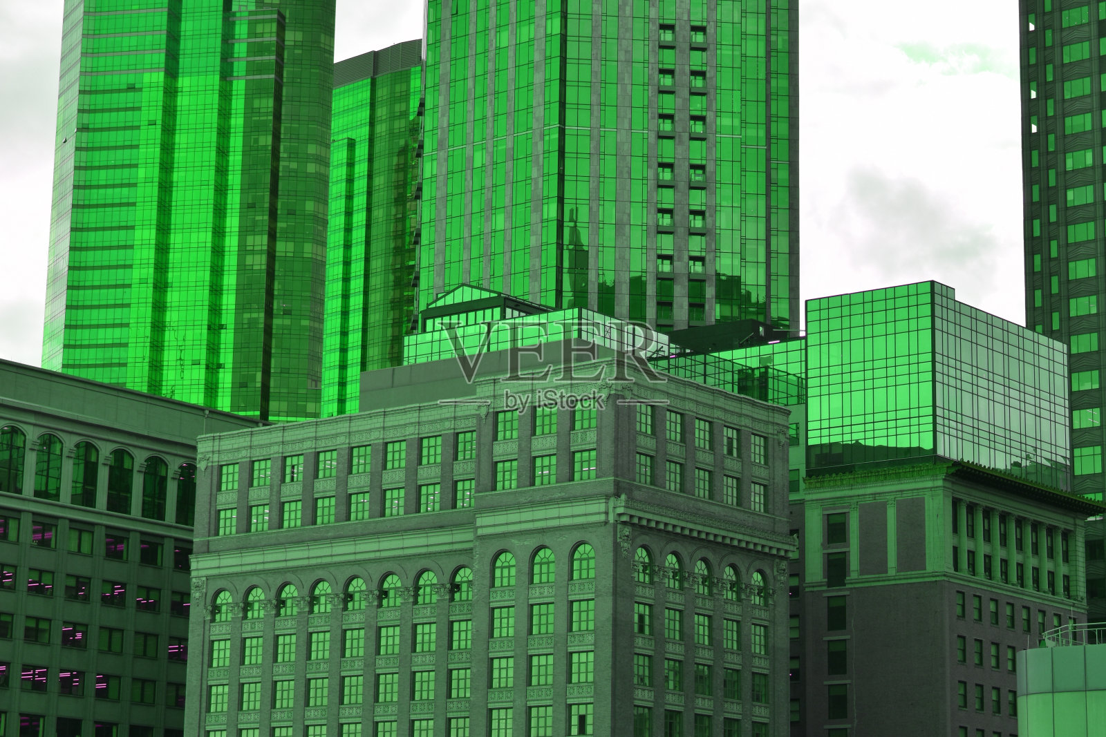 曼哈顿玻璃幕墙的摩天大楼,纽约的建筑表面,时尚的建筑,简约的城市景观照片摄影图片