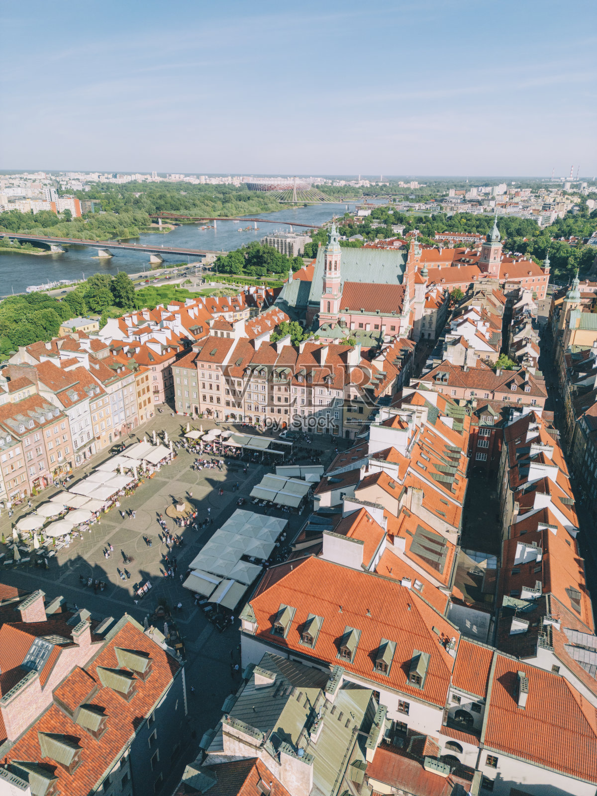 波兰华沙老城市场广场的Arial视图照片摄影图片