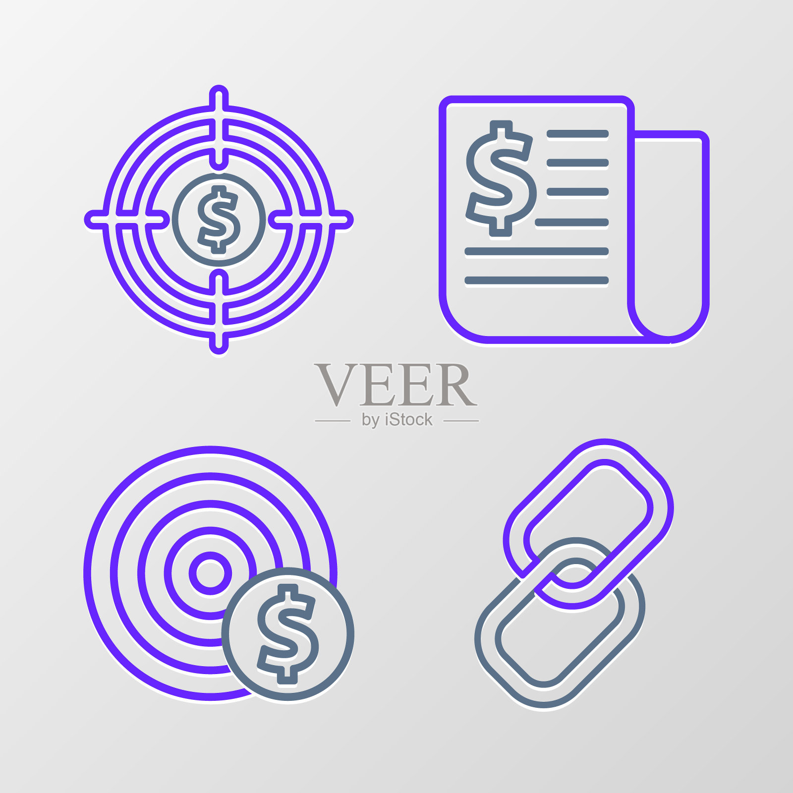 设置线链,目标与美元符号,金融新闻和图标。向量插画图片素材