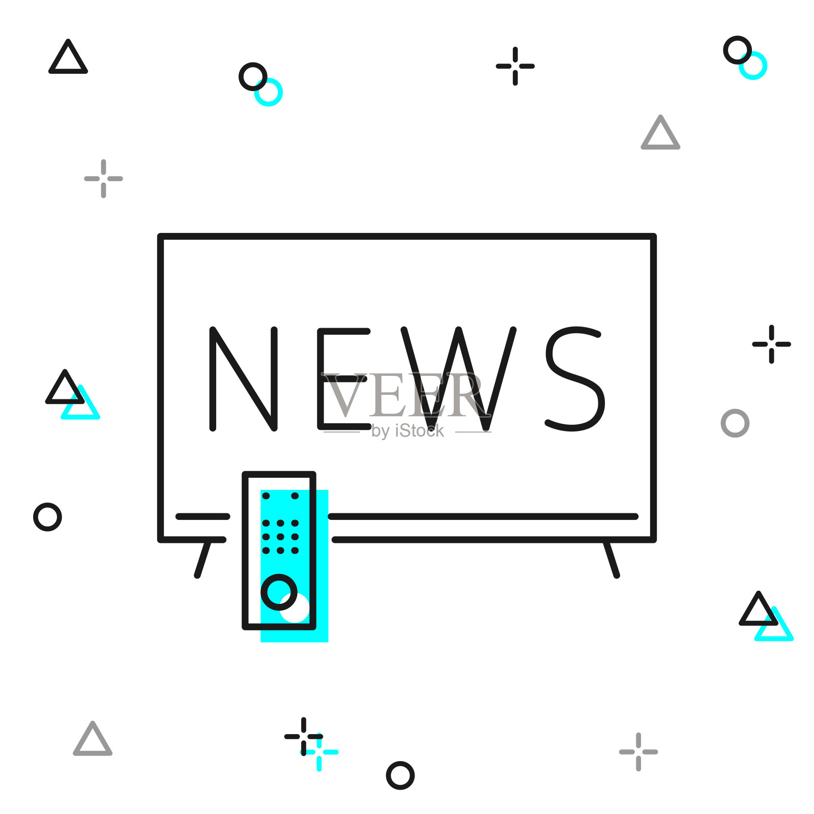 电视新闻。白色背景上的线图标插画图片素材