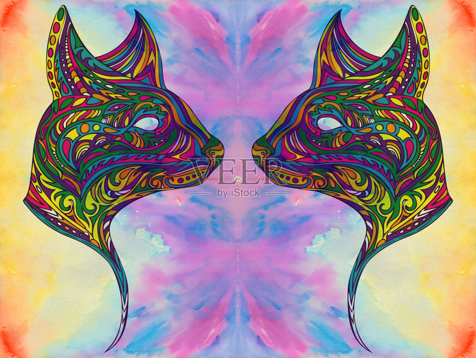 神圣的猫科动物插画图片素材