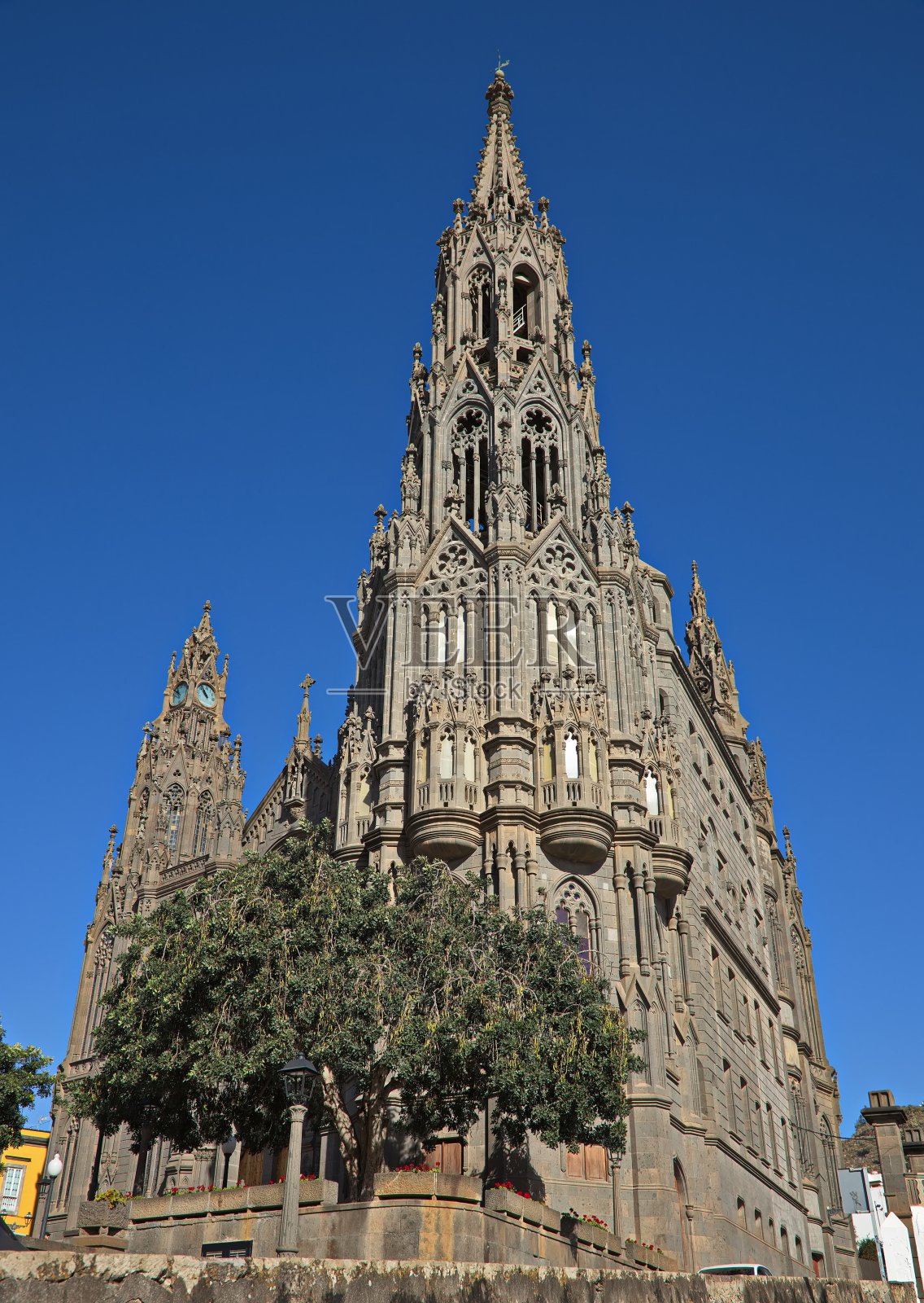 圣胡安包蒂斯塔教堂,位于西班牙,欧洲,加那利群岛,大加那利岛的阿鲁卡斯照片摄影图片