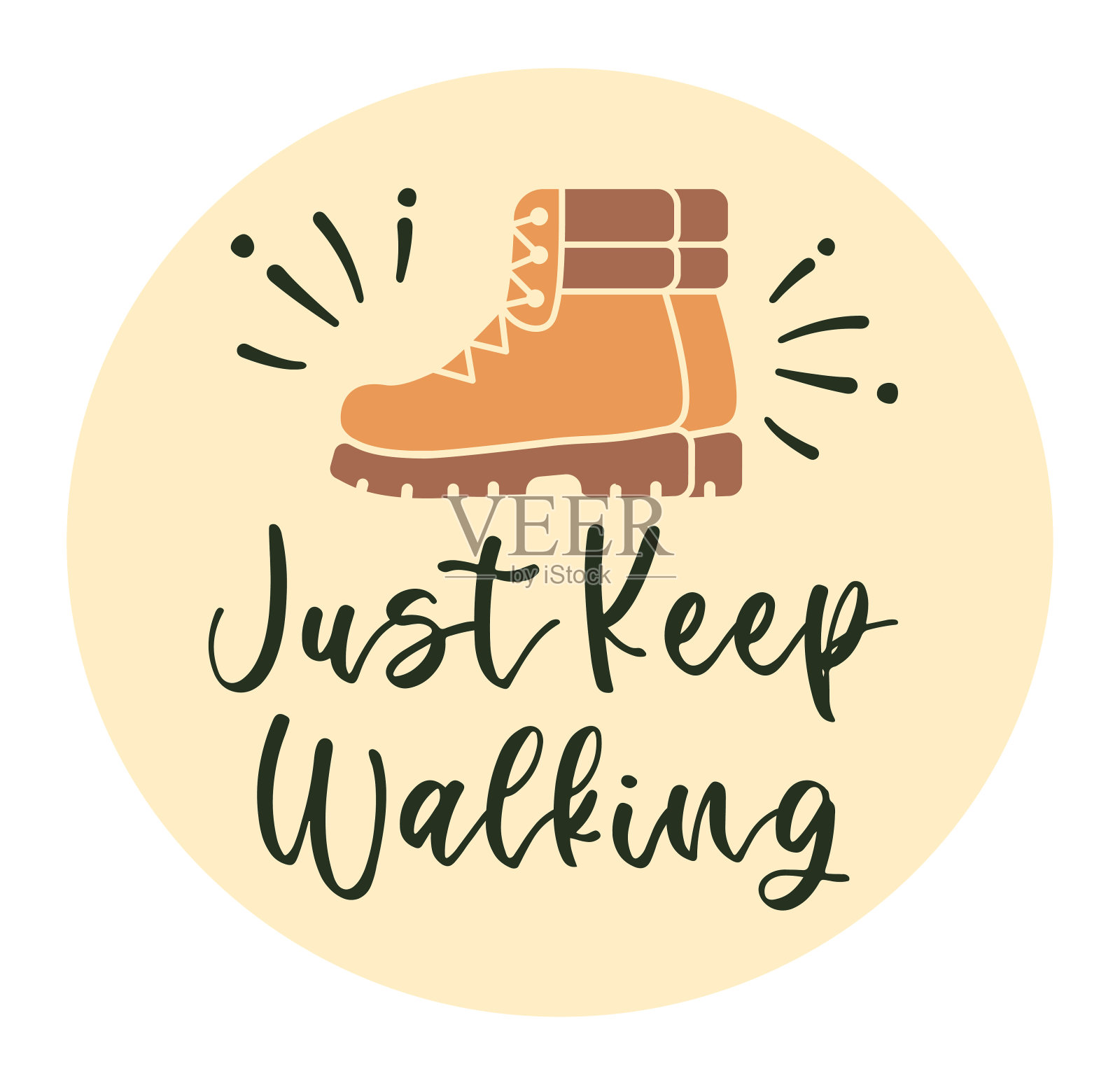 只是保持步行-露营EPS设计,打印在t恤,马克杯,生日卡,削减和更多的使用。插画图片素材