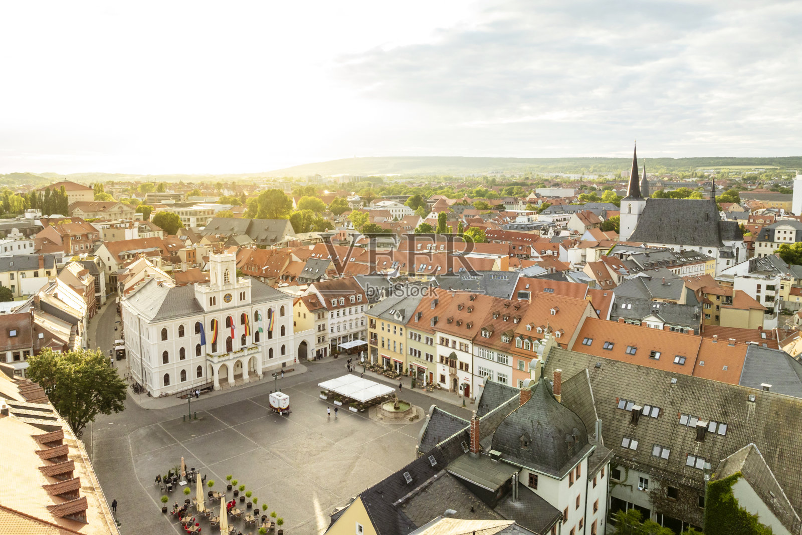 傍晚的魏玛鸟瞰图照片摄影图片