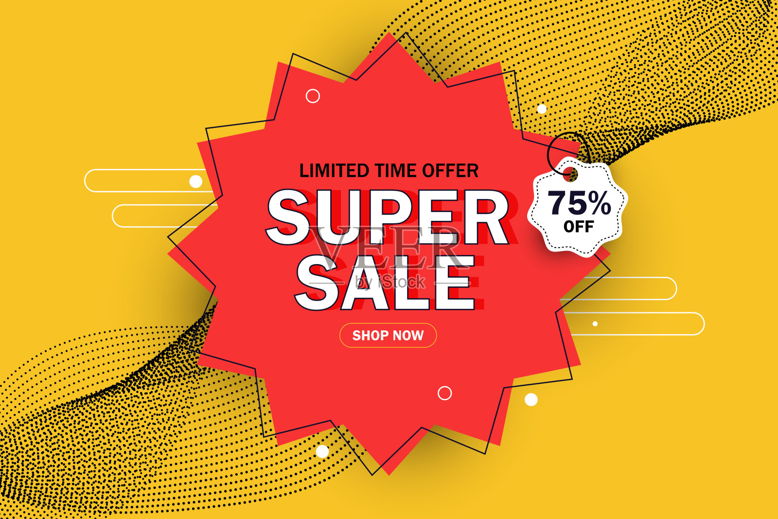 超级销售折扣横幅模板推广设计的业务插画图片素材