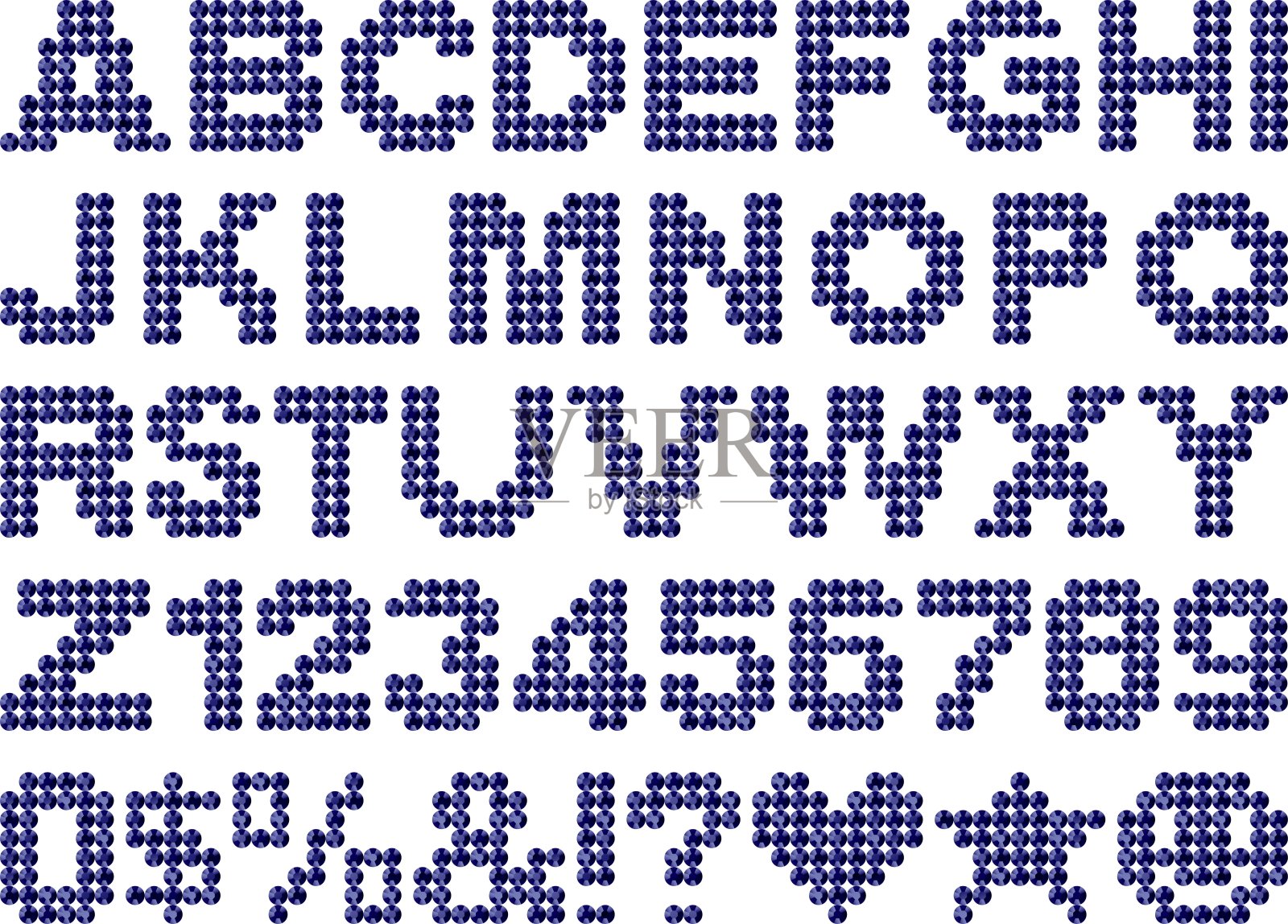 水钻,字母,海军蓝插画图片素材