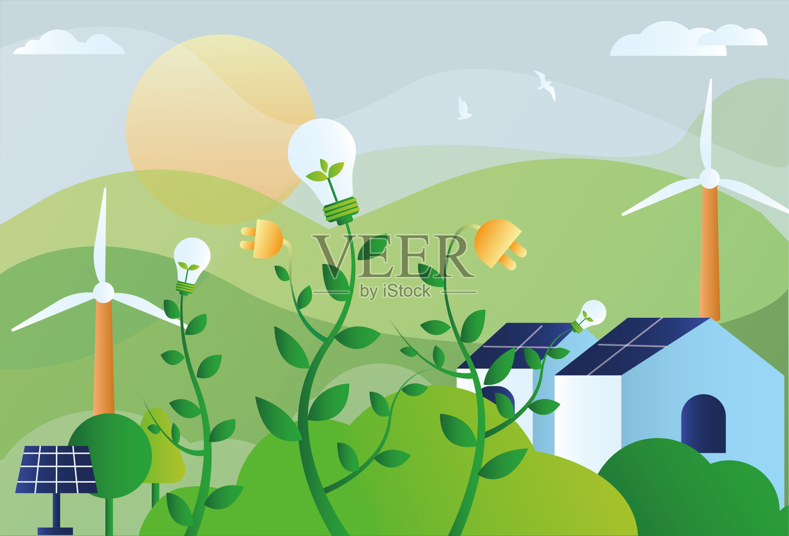 环保与新能源概念图插画图片素材
