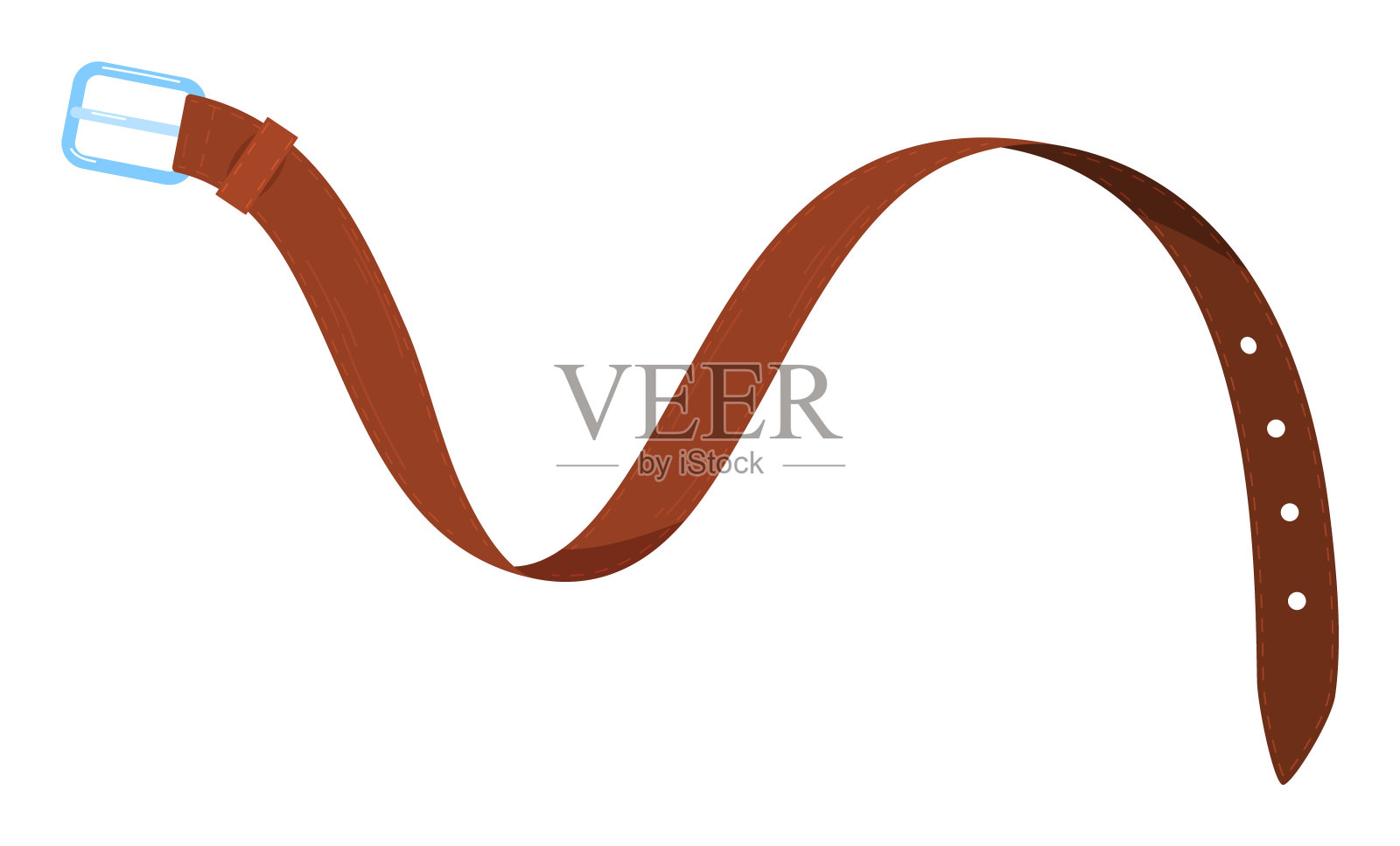 棕色皮带卡通插图孤立白色背景。弯曲挠性棕带插画图片素材