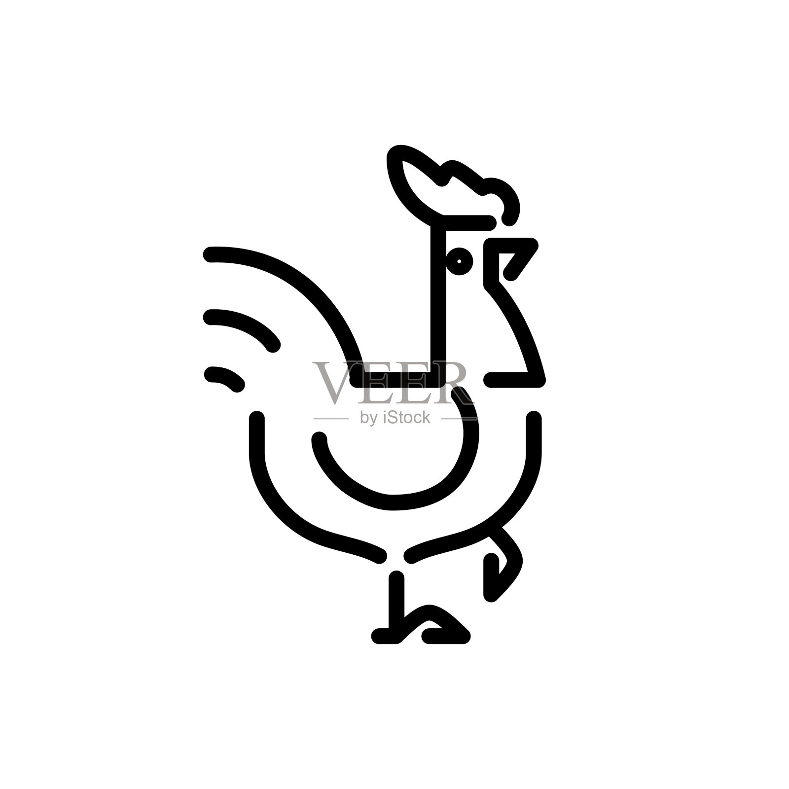 公鸡线条图标,矢量插图插画图片素材
