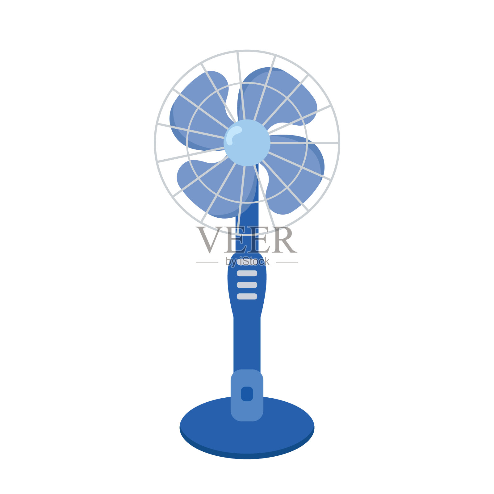 冷却风扇、房间通风机——矢量平面物体隔离在白色上。插画图片素材
