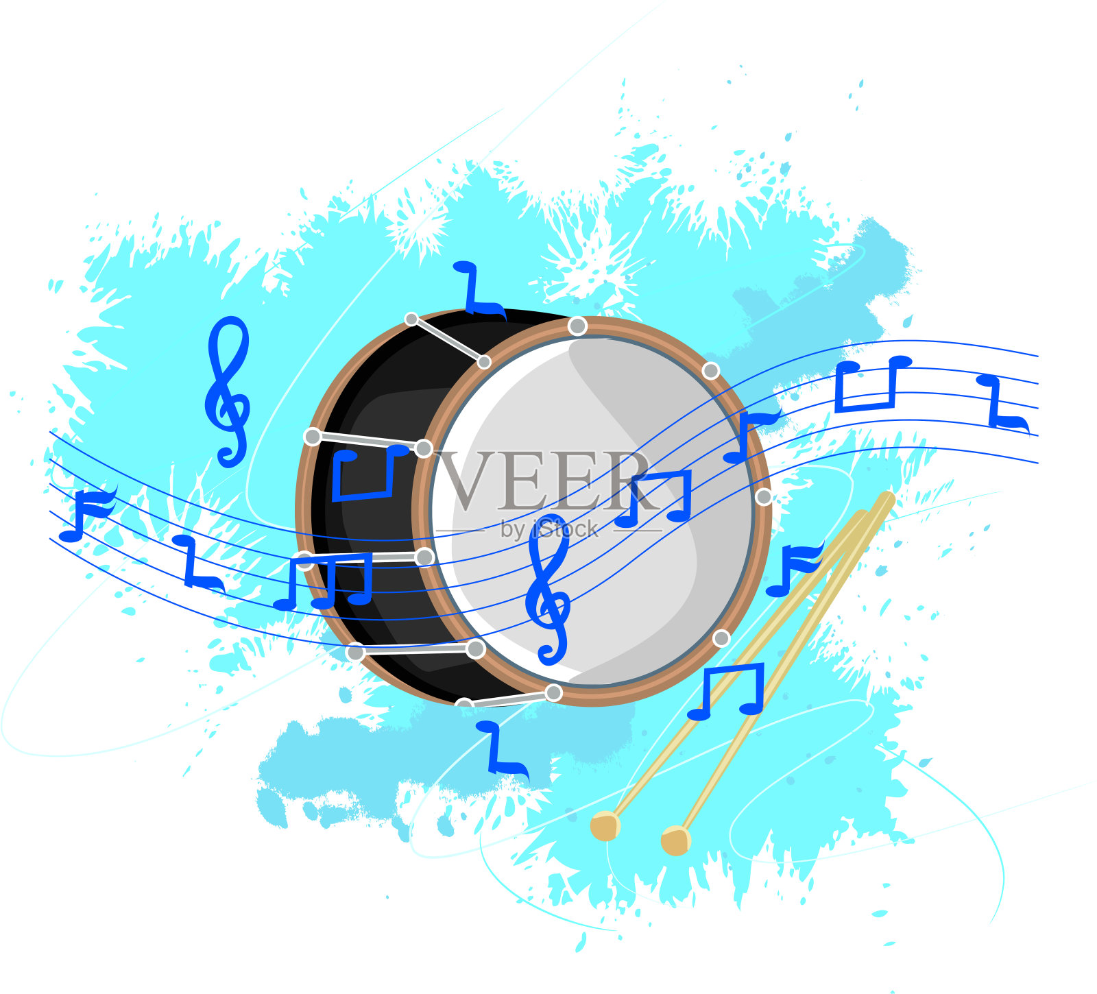 低音鼓与垃圾摇滚插画图片素材