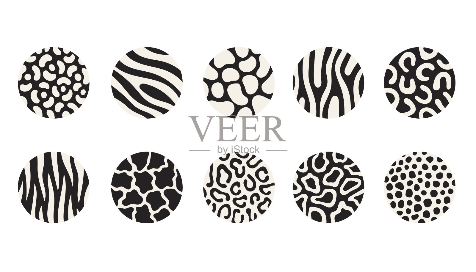 动物皮毛纹理圈设置插画图片素材