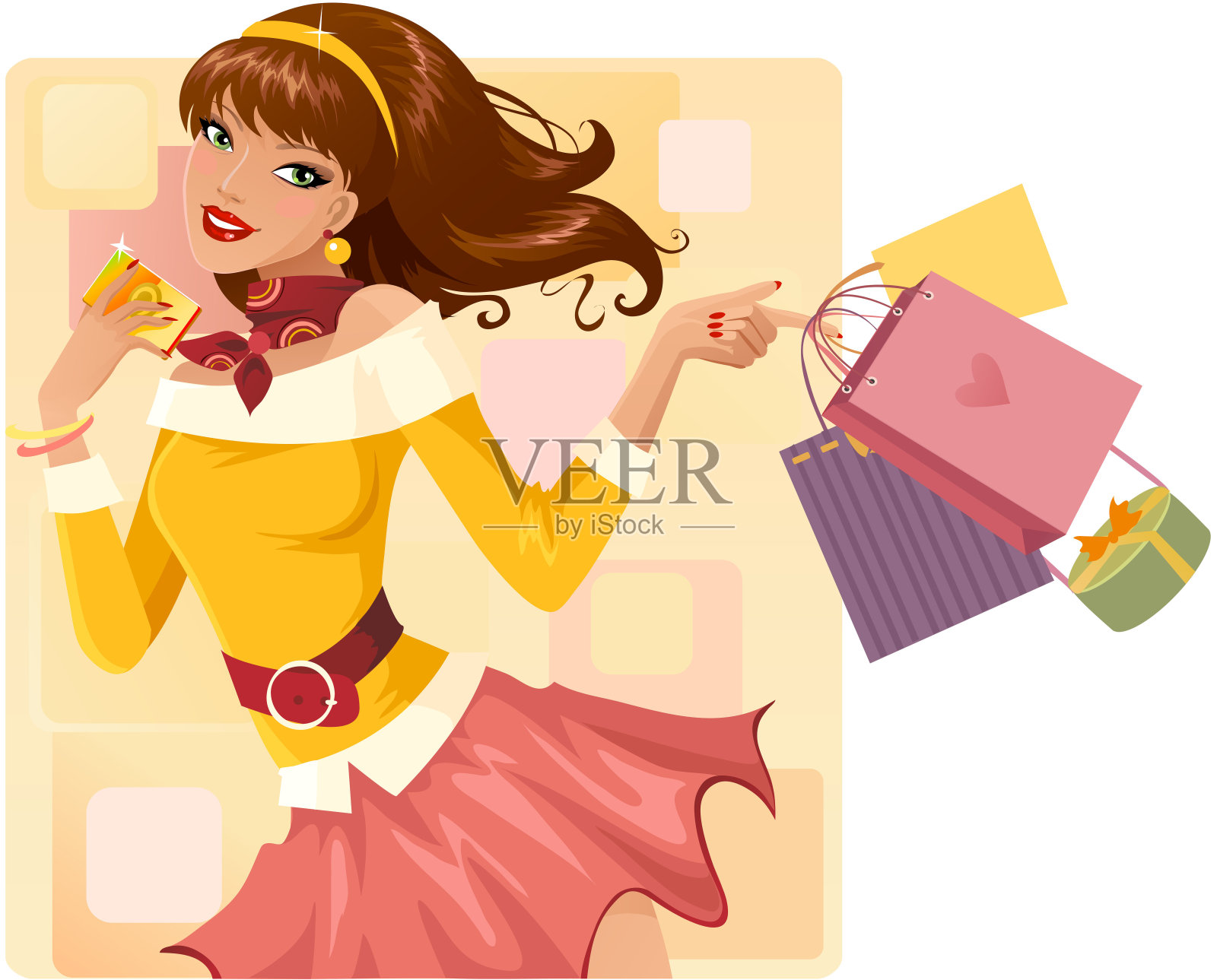 购物的女孩插画图片素材