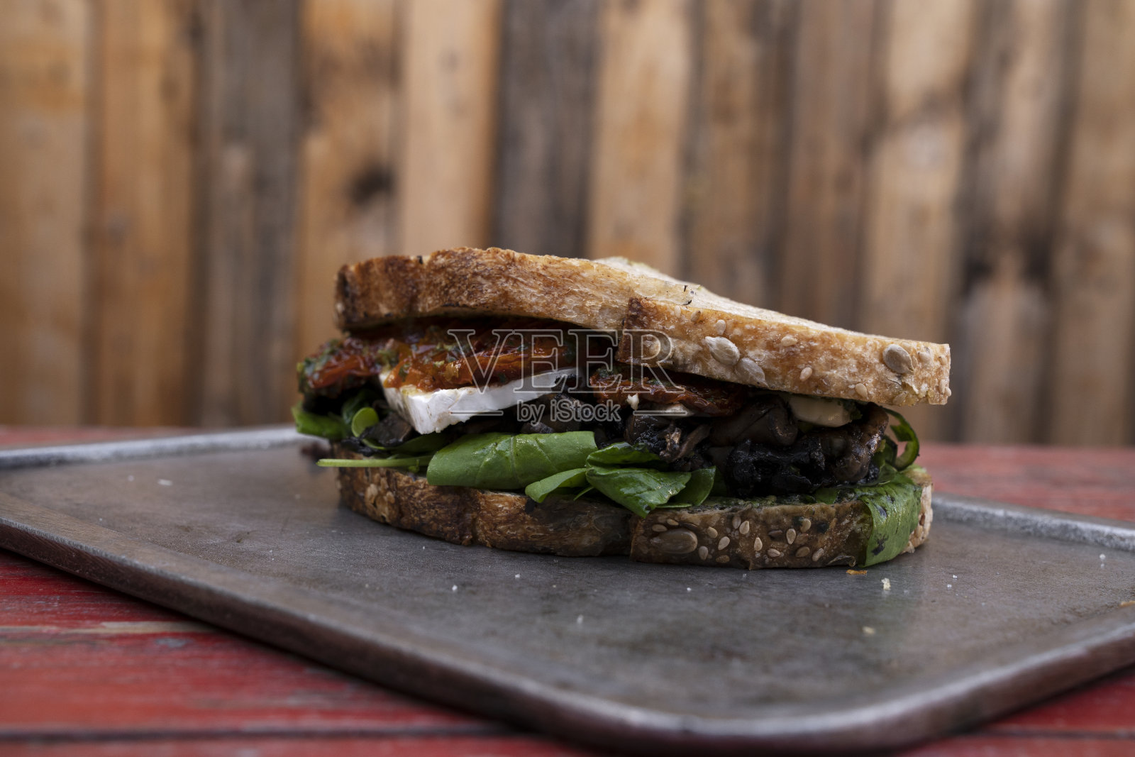 素食三明治的特写照片摄影图片