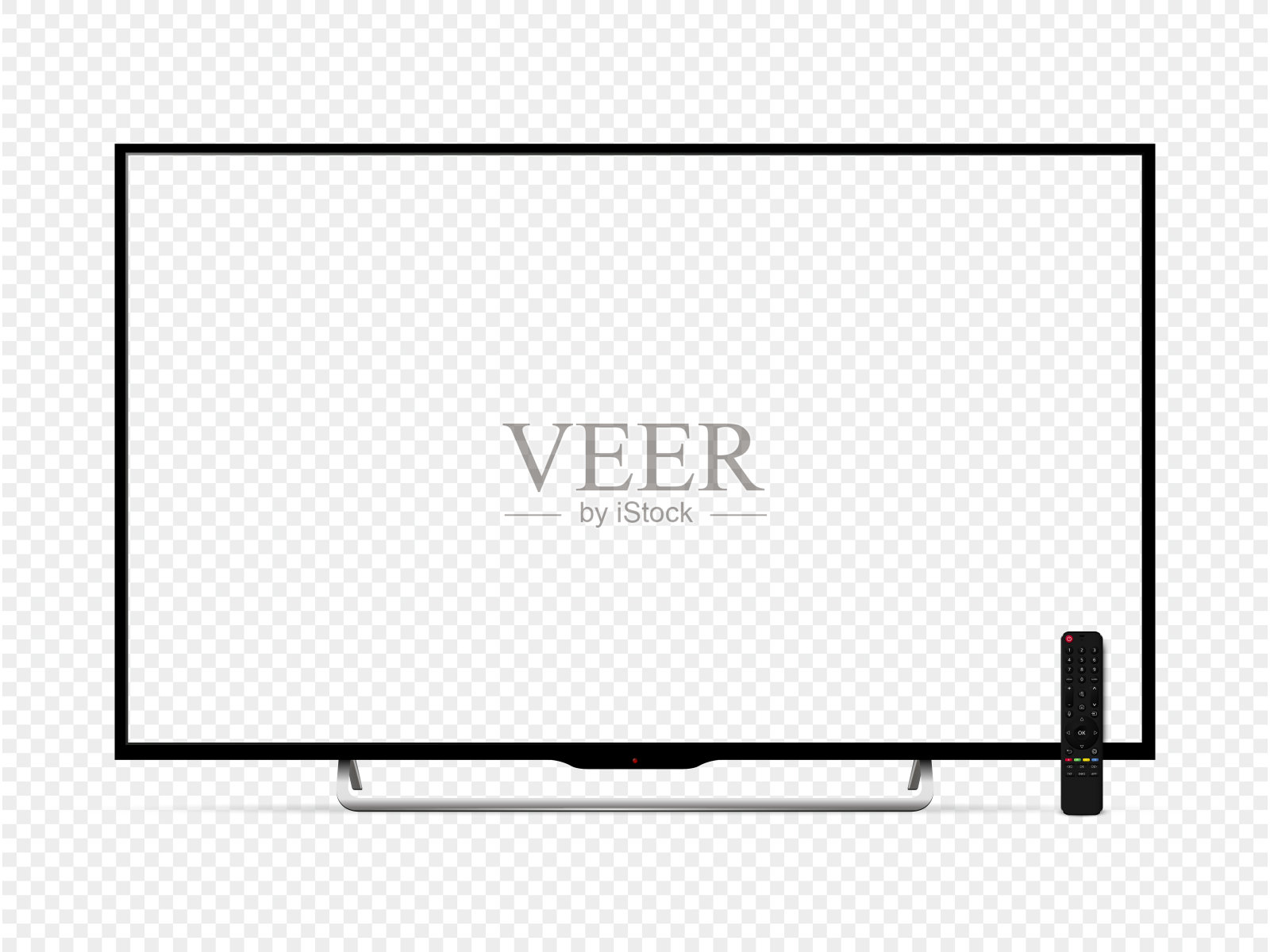 逼真的电视屏幕与遥控器。智能电视模型。插画图片素材