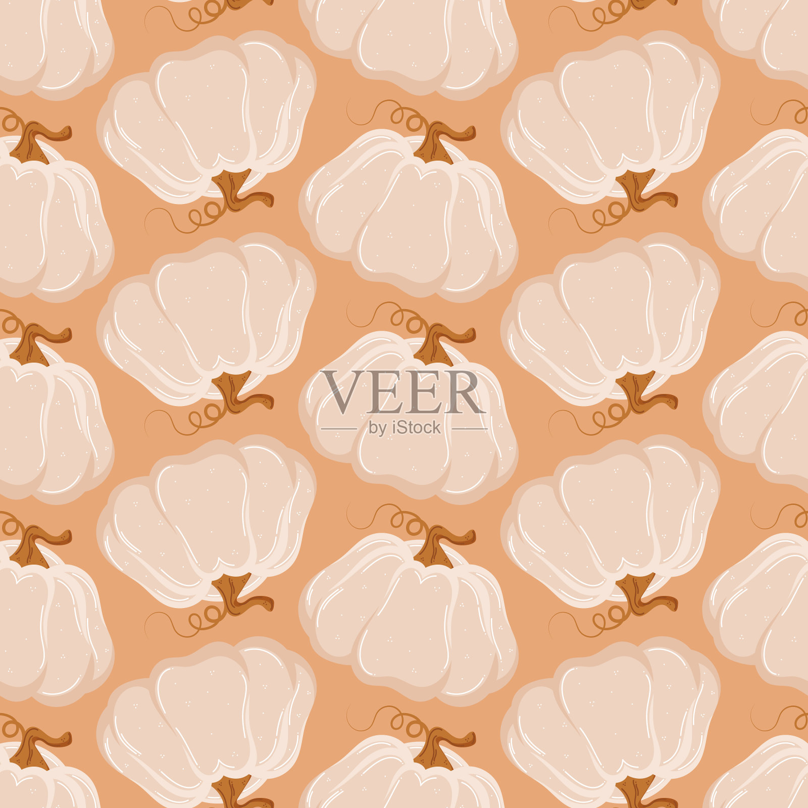 秋季南瓜无缝图案矢量手绘风格插画图片素材