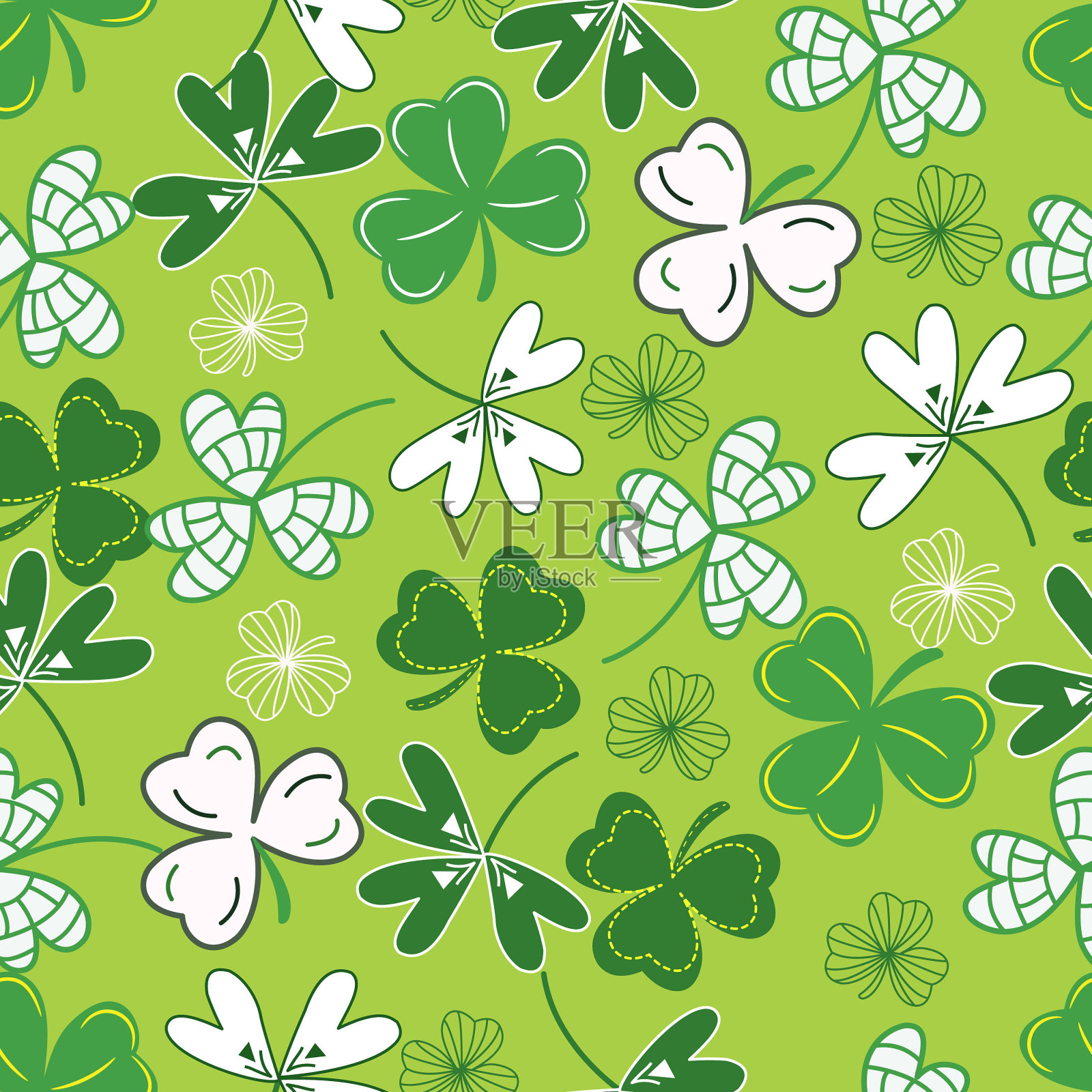三叶草无缝图案。插画图片素材