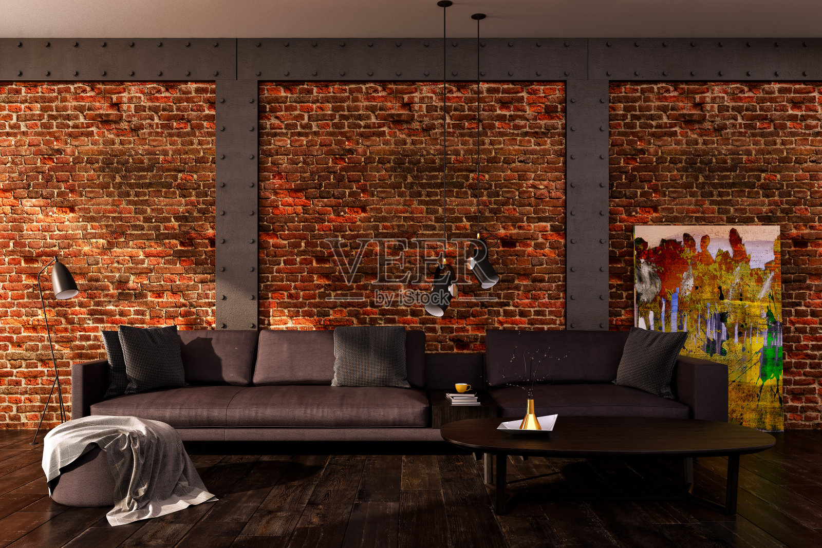 大型豪华现代明亮内饰客厅模型插图3D渲染图像照片摄影图片