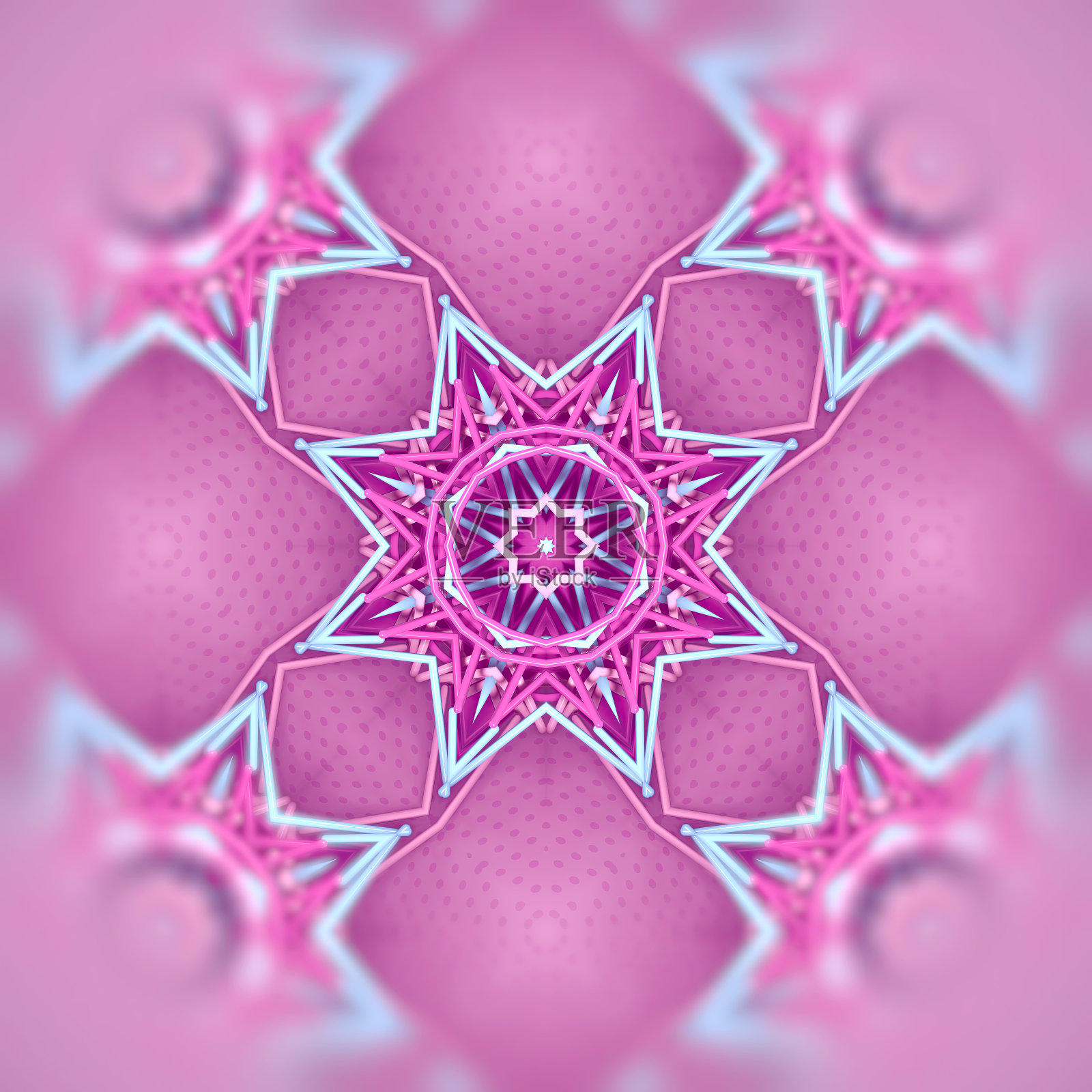 粉红色和蓝色线条和棍棒组成的复杂的万花筒图案。三维渲染数字插图照片摄影图片