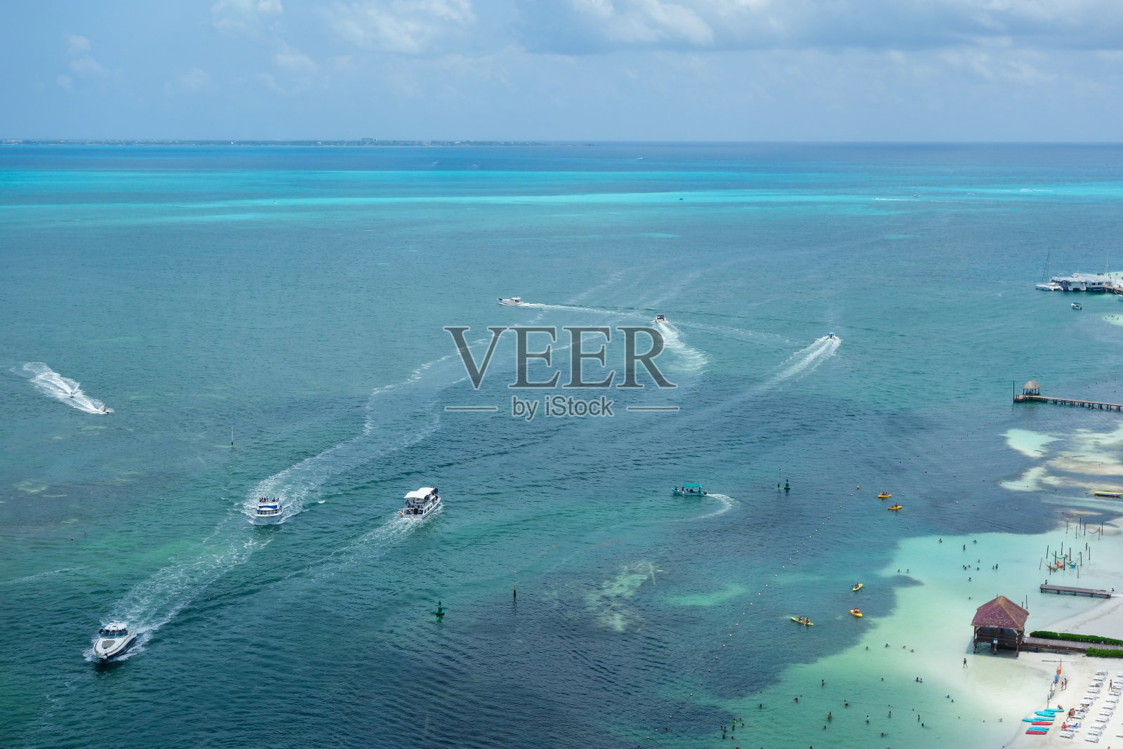 墨西哥坎昆绿松石海的航拍全景照片摄影图片