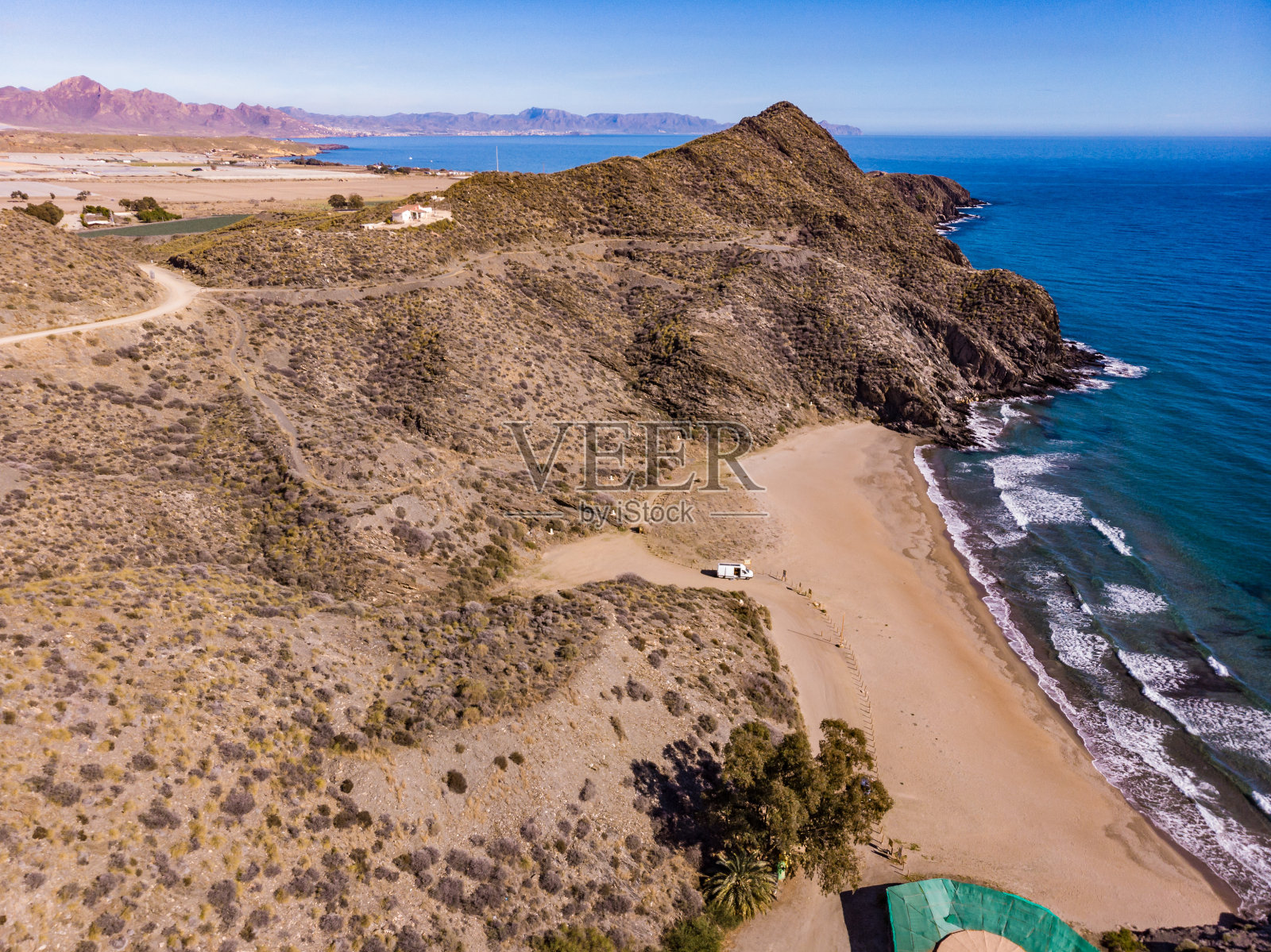 西班牙穆尔西亚的海岸景观。鸟瞰图照片摄影图片