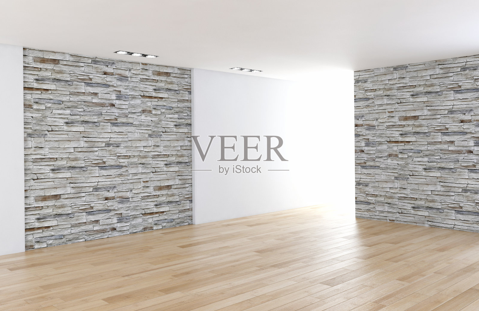 现代明亮的室内空房间3D渲染照片摄影图片