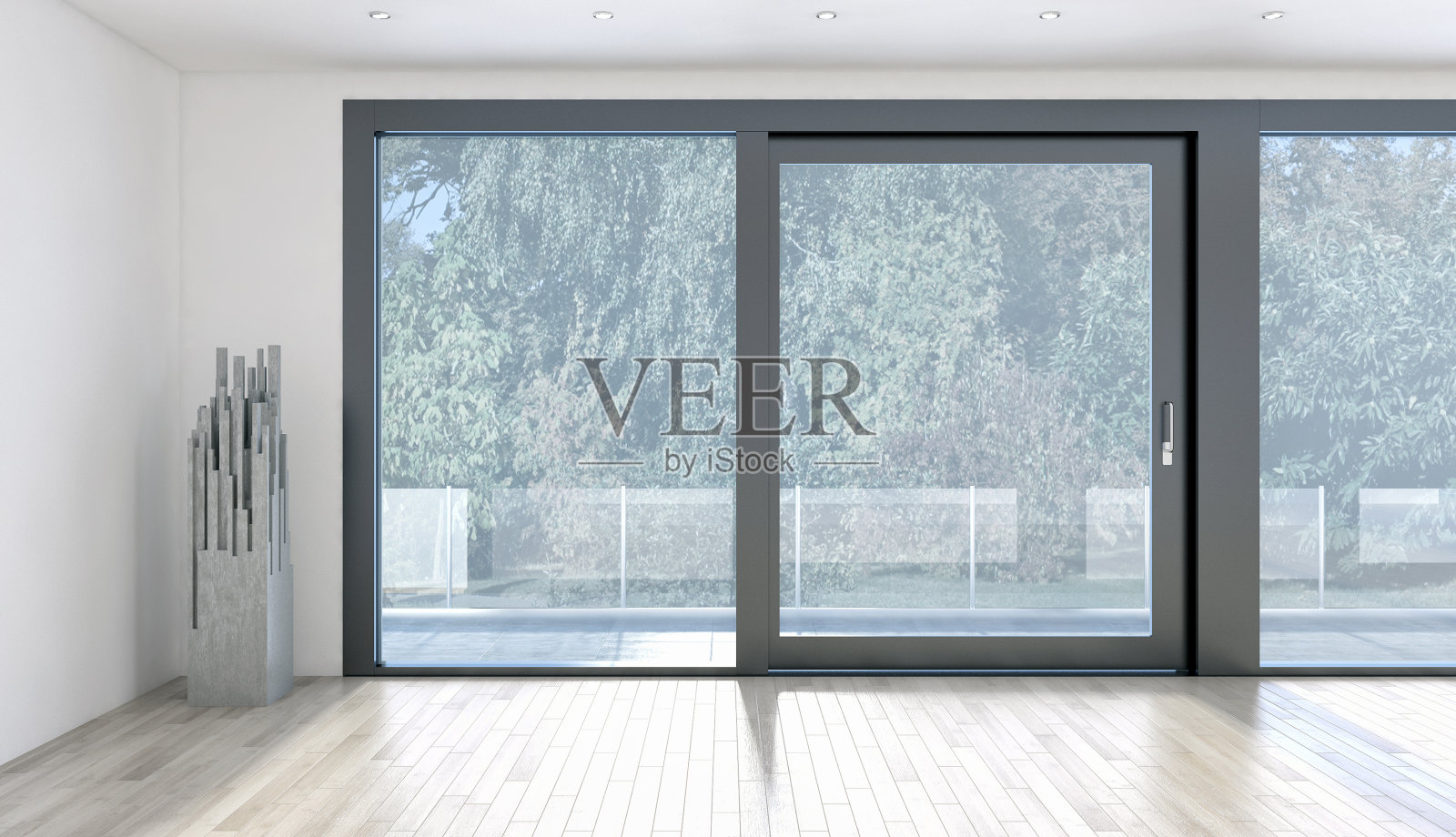 现代明亮的室内空房间3D渲染照片摄影图片